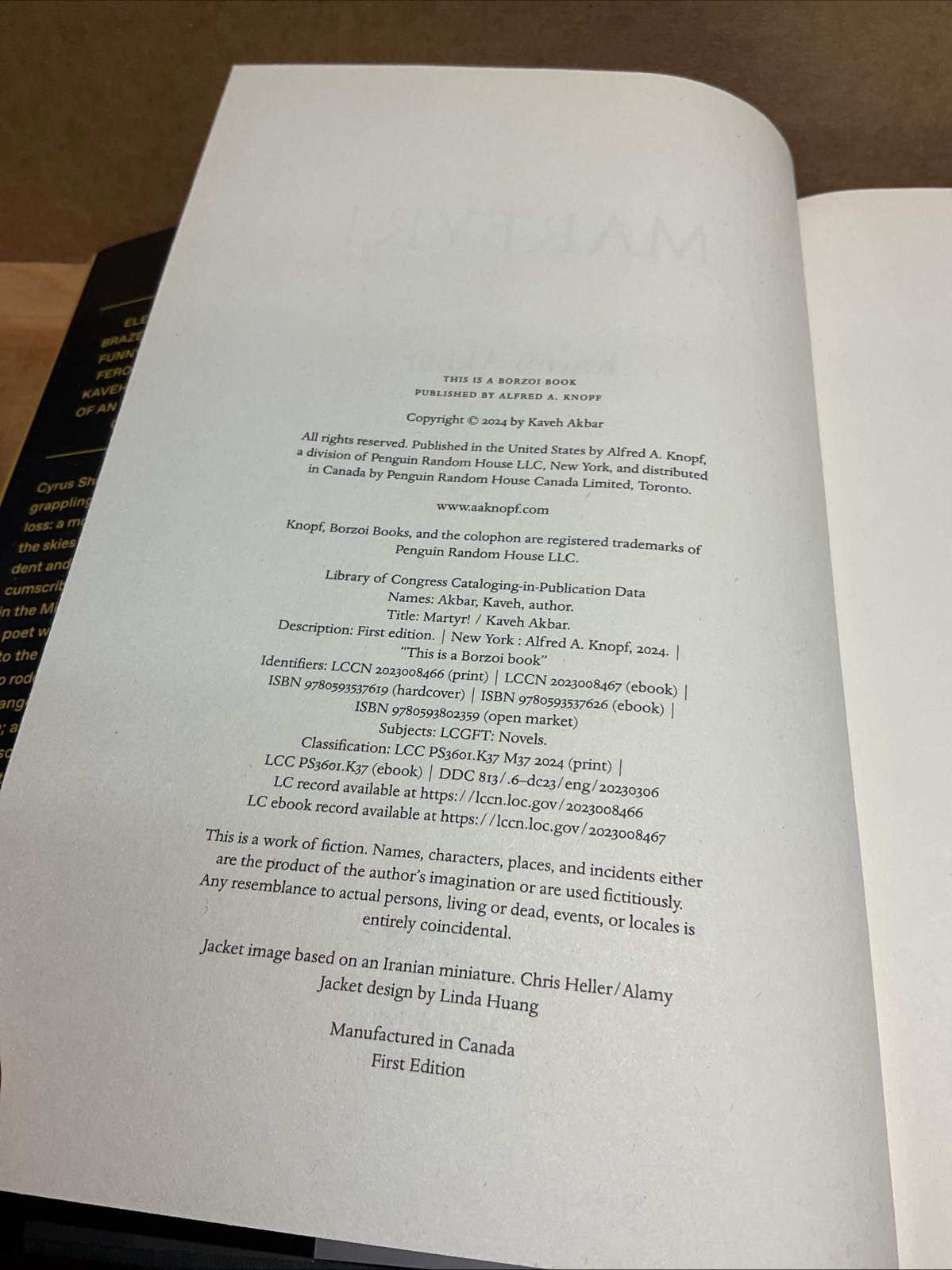 SIGNED! Martyr! | Kaveh Akbar | Knopf | 2024 | First Edition