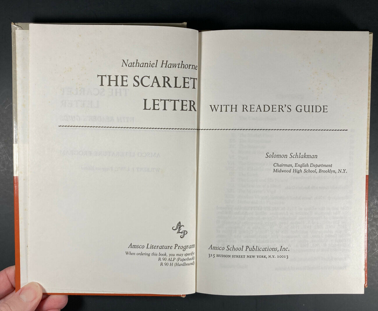 The Scarlet Letter by Nathaniel Hawthorne With Reader’s Guide, Amsco, 1970 HC