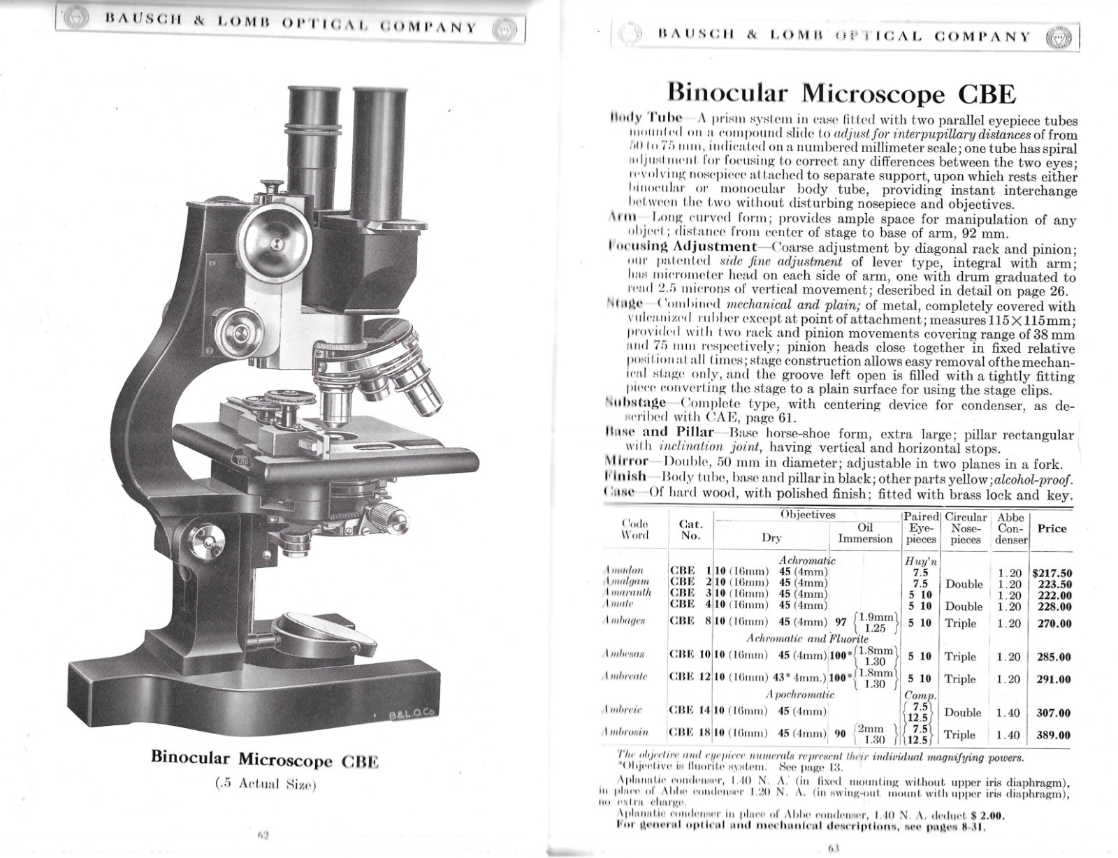 „MICROSCOPES, MICROTOMES and ACCESSORIES“ CATALOG – 1922