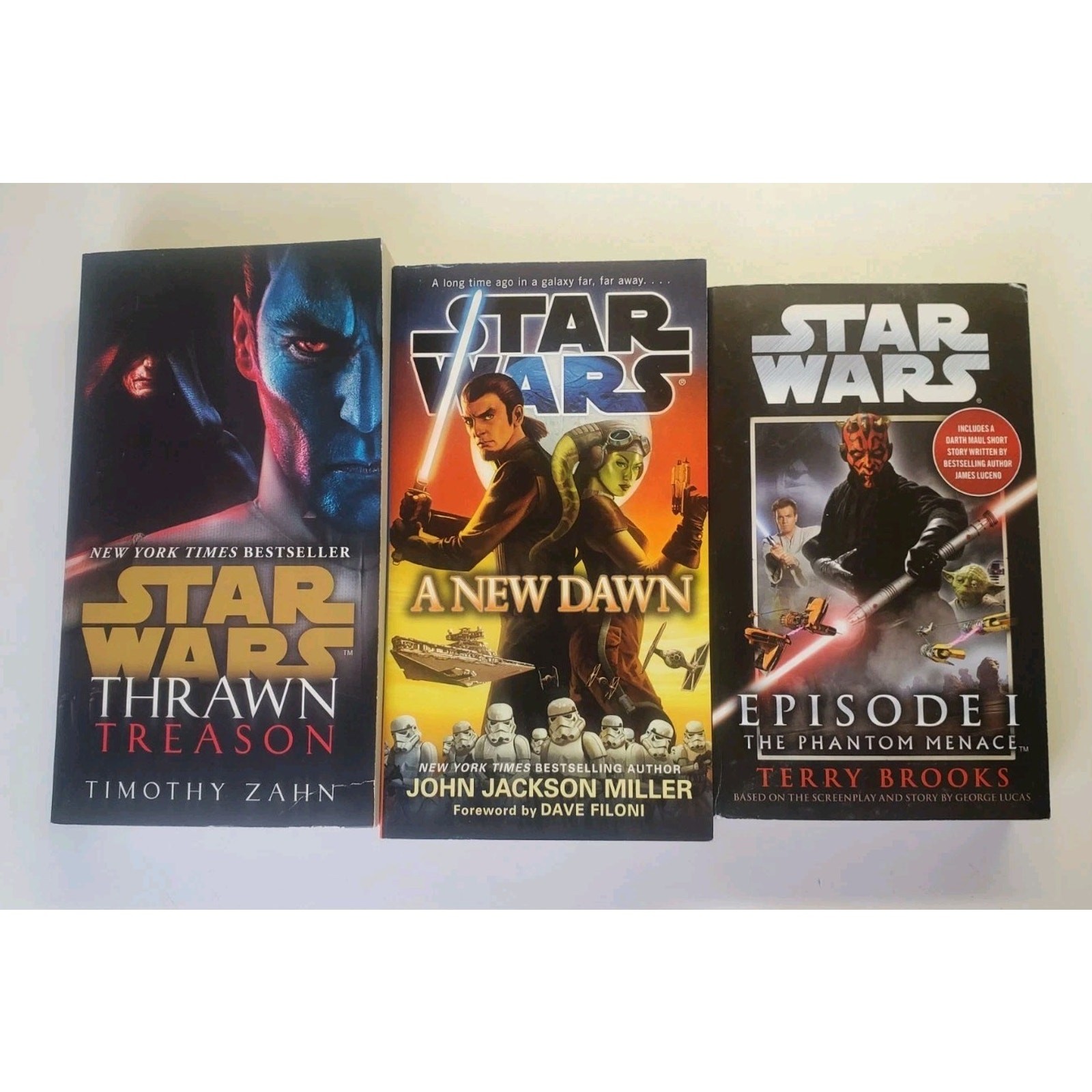 Star Wars mixed lot of 3 paperback books – Thrawn Treason, Episode I, A New Dawn