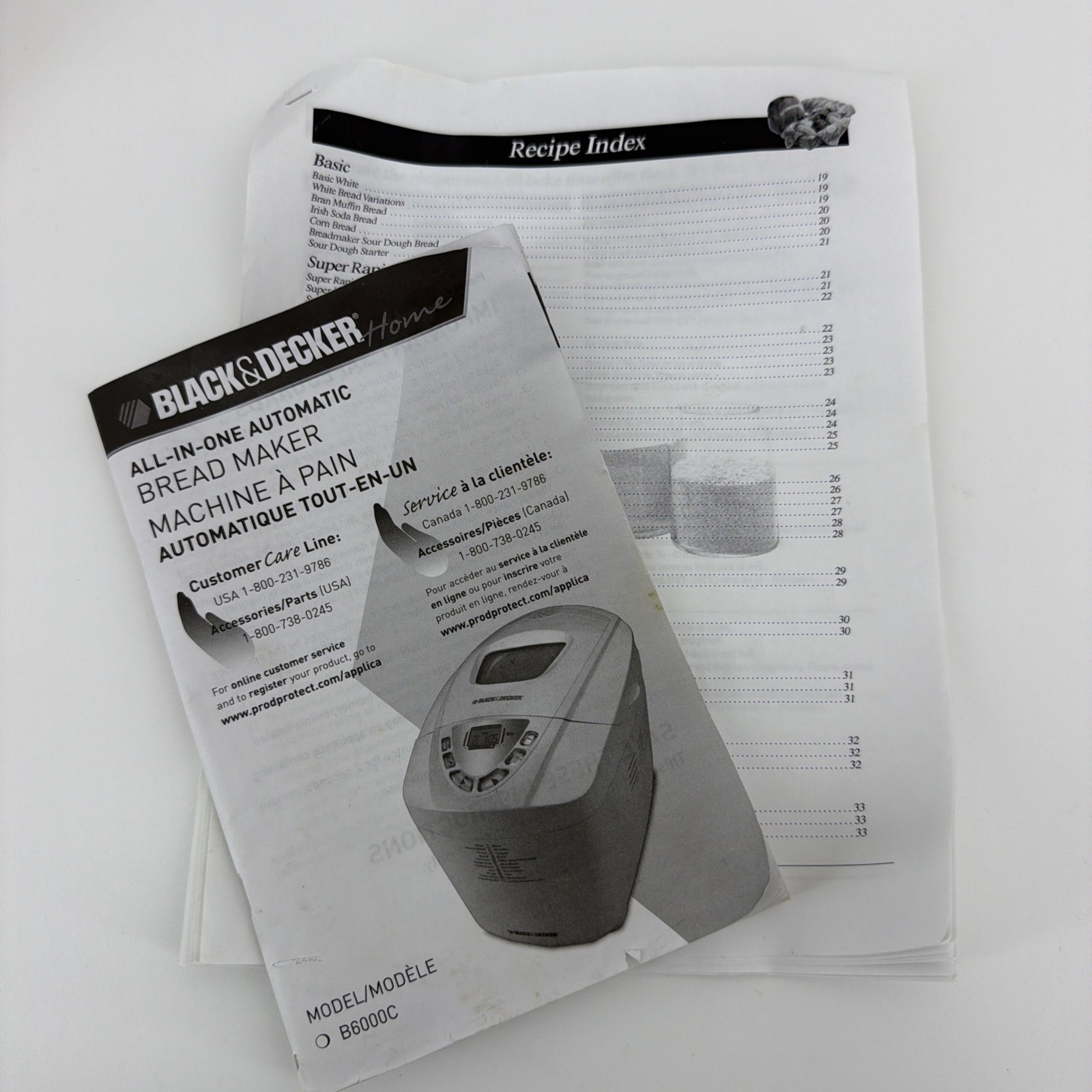 BLACK & DECKER ALL IN ONE 3lb BREADMAKER # B6000C OPERATING MANUAL +RECIPES