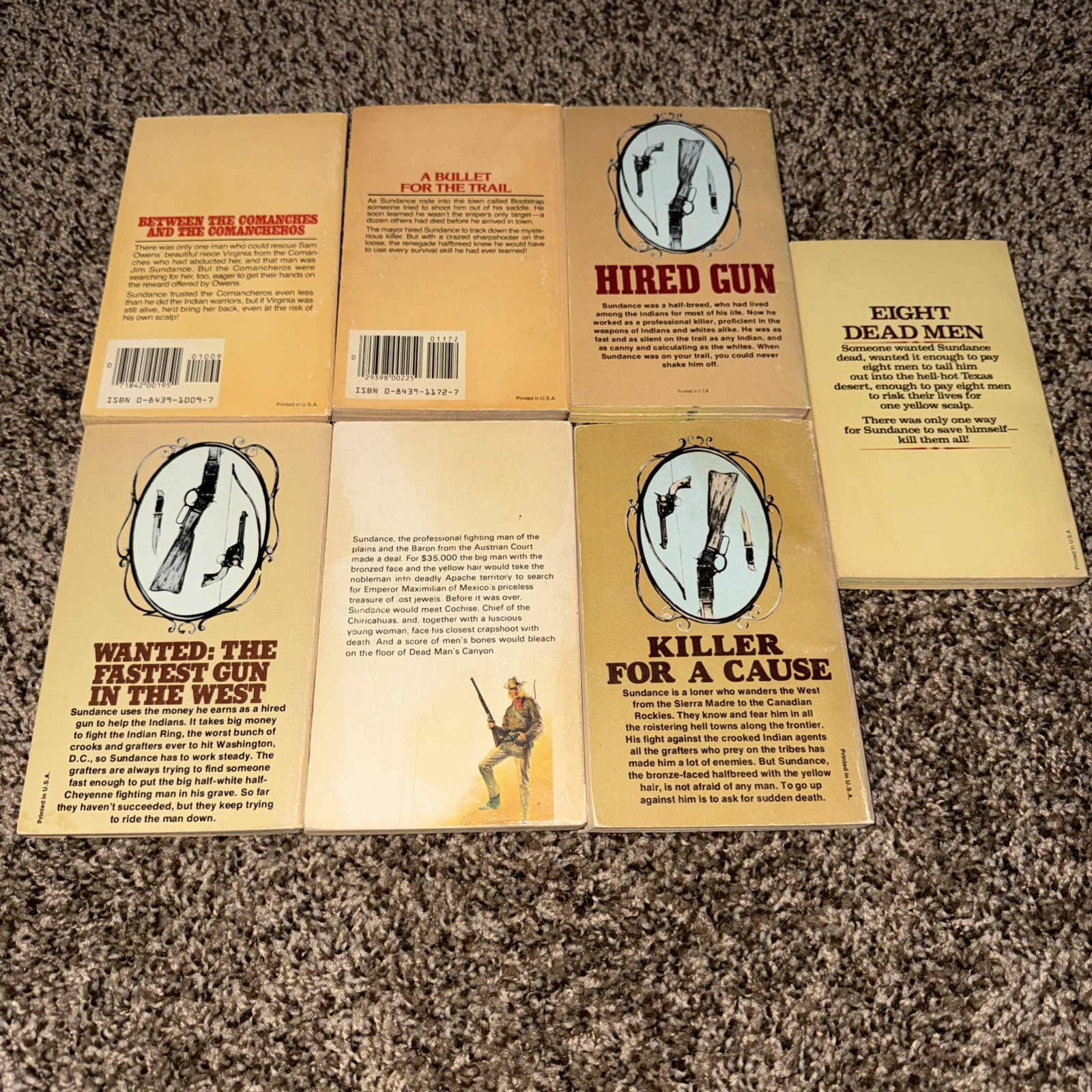 Sundance book lot of 7, John Benteen, paperbacks Vintage Westerns