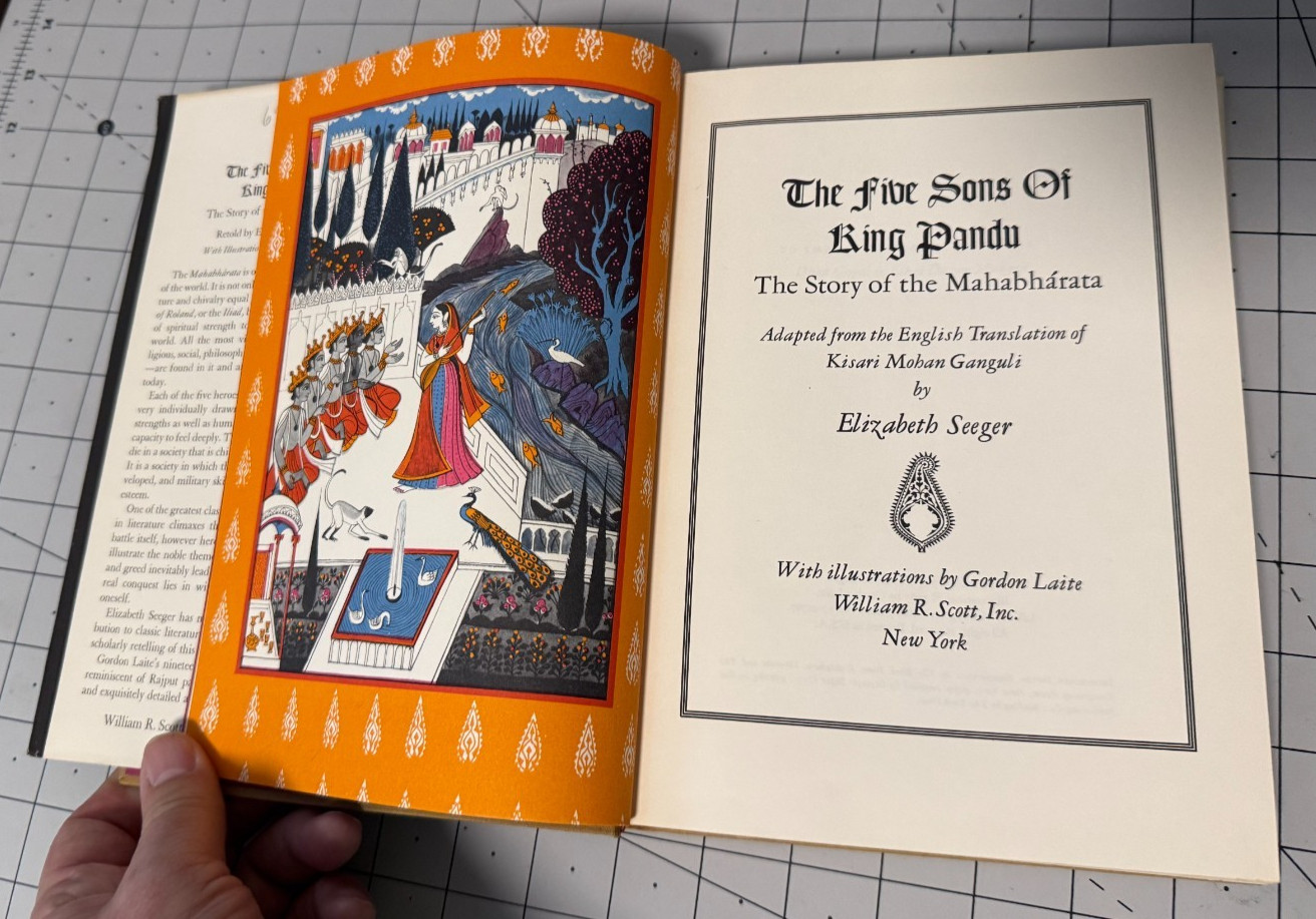 Five Sons of King Pandu Story of the Mahabharata Elizabeth Seeger Illustrated HC