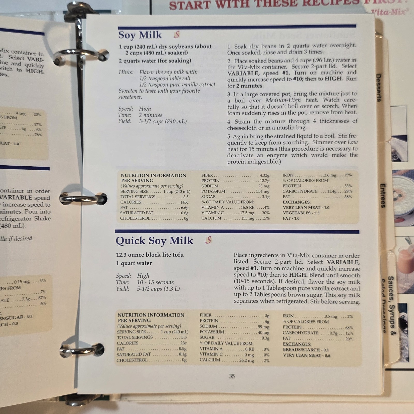 Vita-Mix Whole Food Recipes 3-Ring Binder and Owner’s Manual 2000 USA