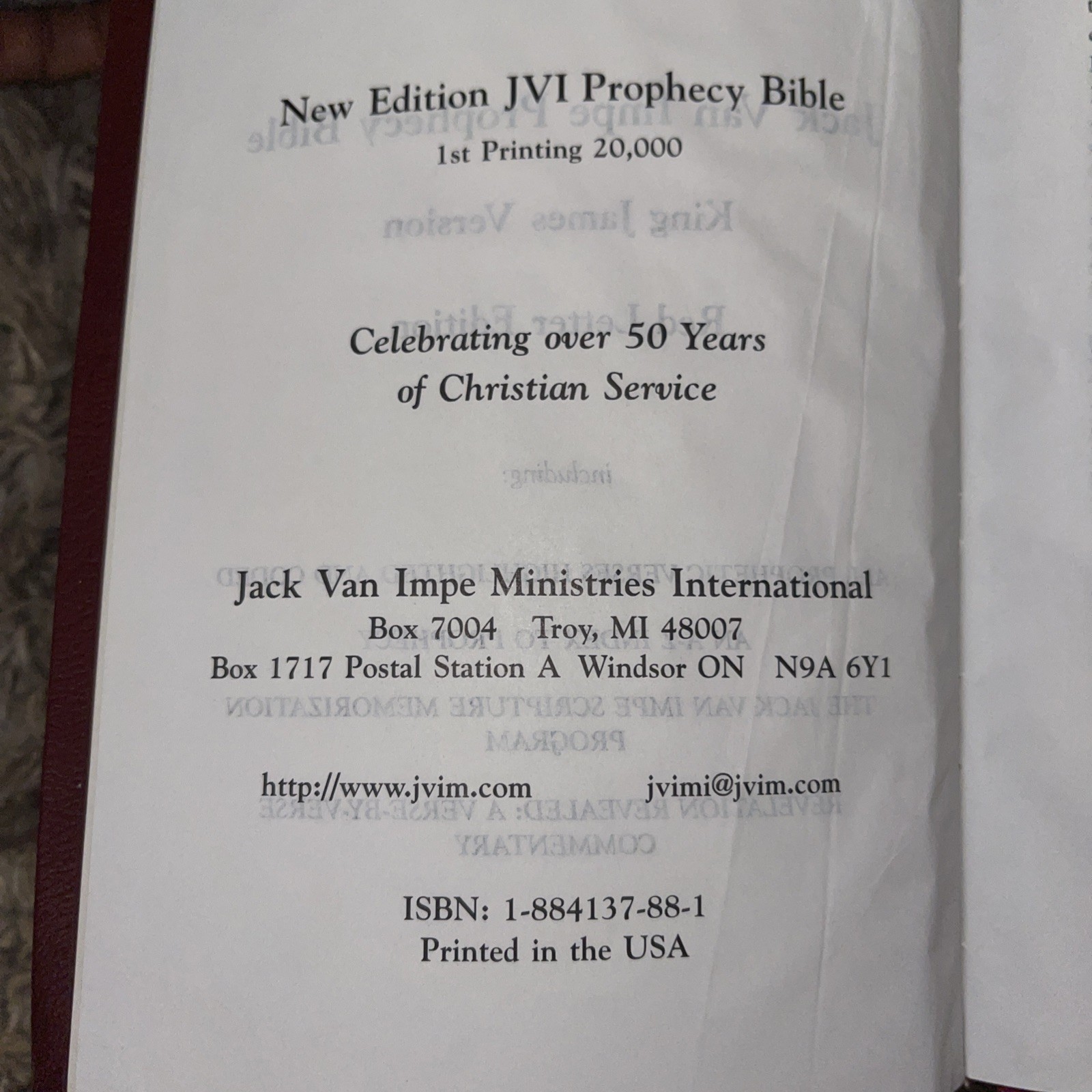 Jack Van Impe Prophecy Bible KJV Limited Edition Red Letter Bible