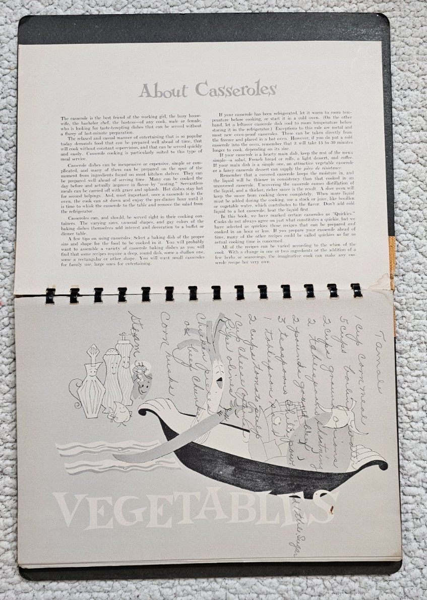 Sunset Cooking With Casseroles Vintage 1958 Cookbook Spiral Bound Hardcover GC