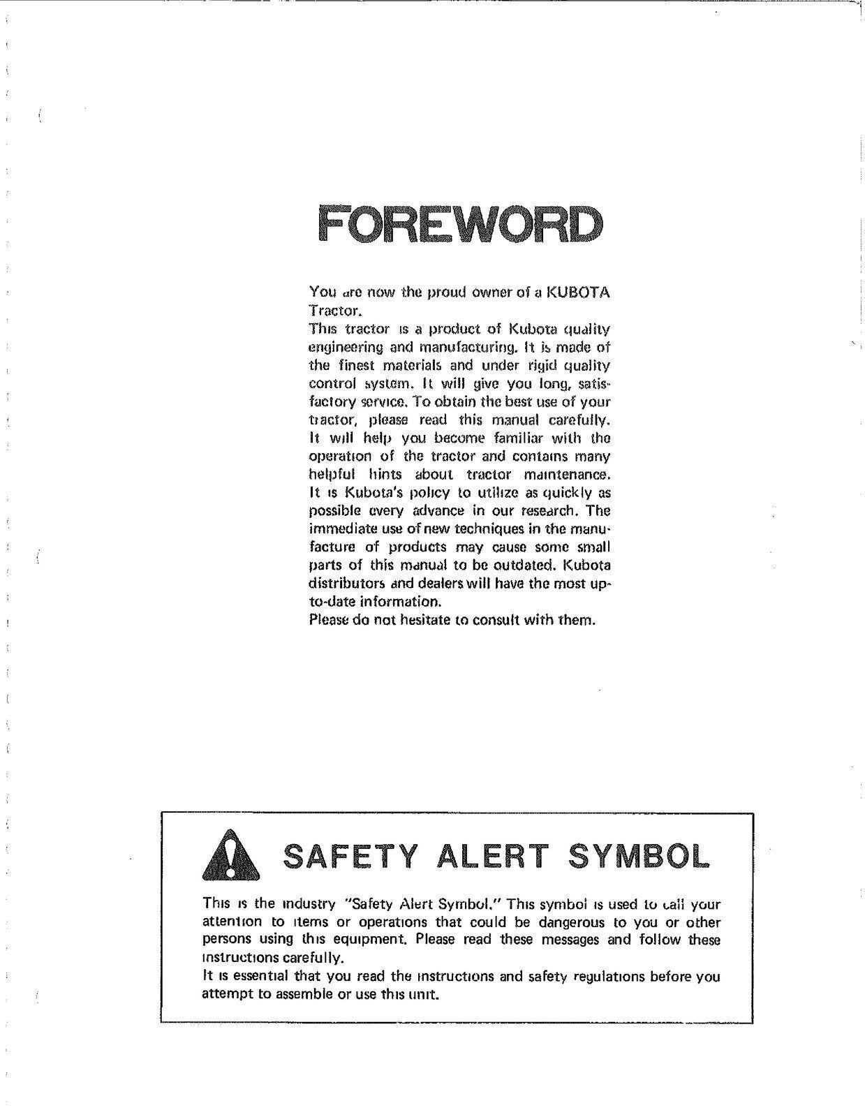KUBOTA L305 L345 L355SS OPERATORS MANUAL TOUGH FASTENED – PROTECTIVE COVERS