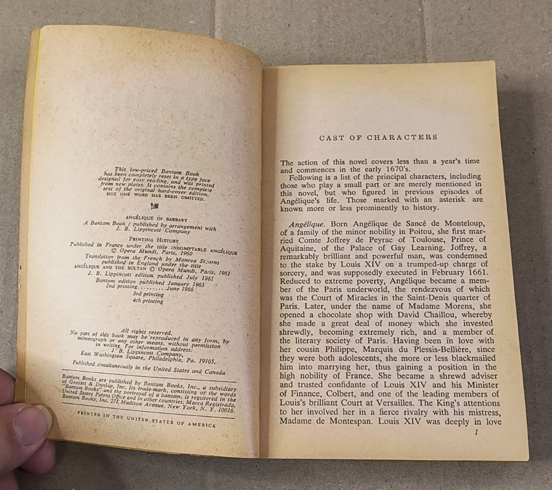 Sergeanne Golon, Angelique In Barbary, Paperback 1966