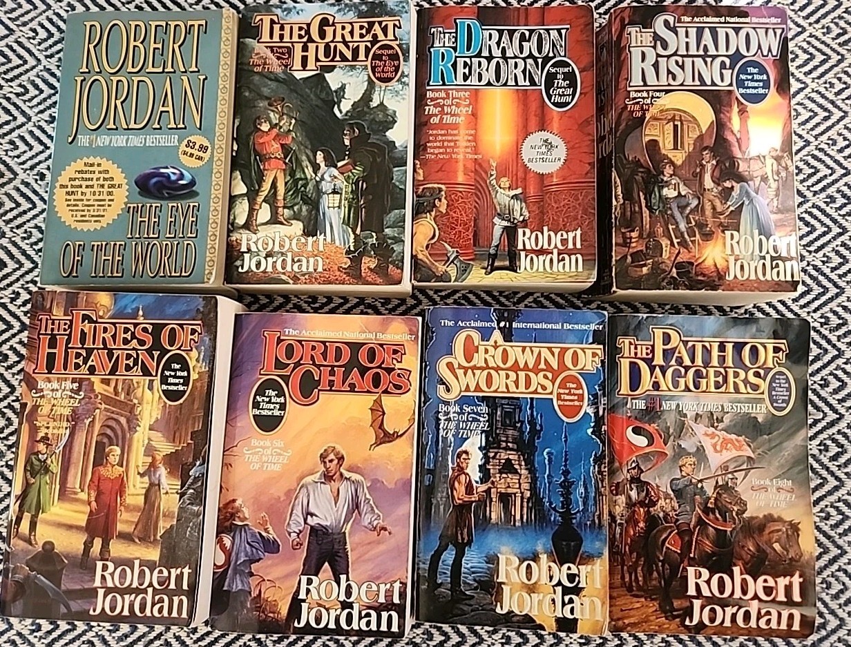 Robert Jordan the Wheel of Time Book Lot Books 1,2,3,4,5,6,7,8 Used