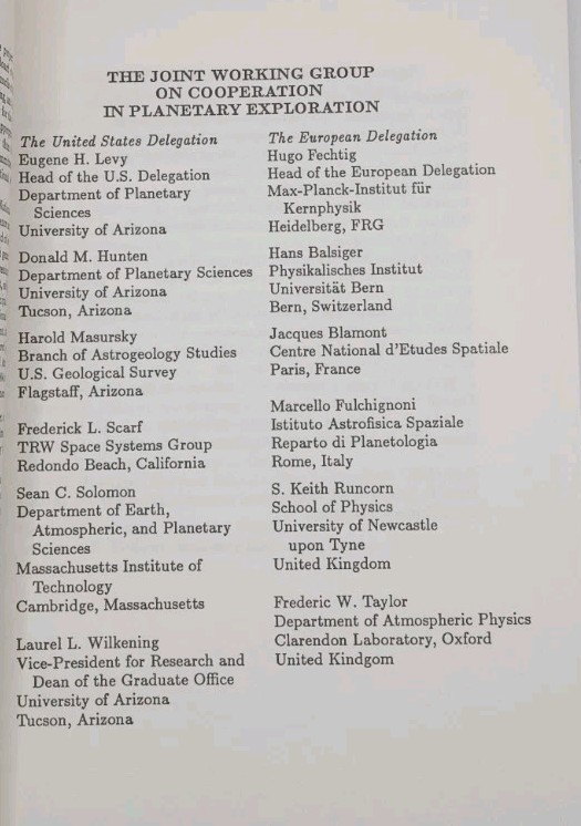 United States Western Europe Cooperation in Planetary Exploration 1986 NASA