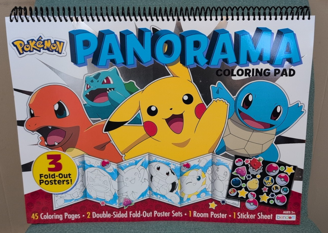 Nintendo Pokémon Giant Coloring Activity Pad Panorama Fold Out Poster & Stickers