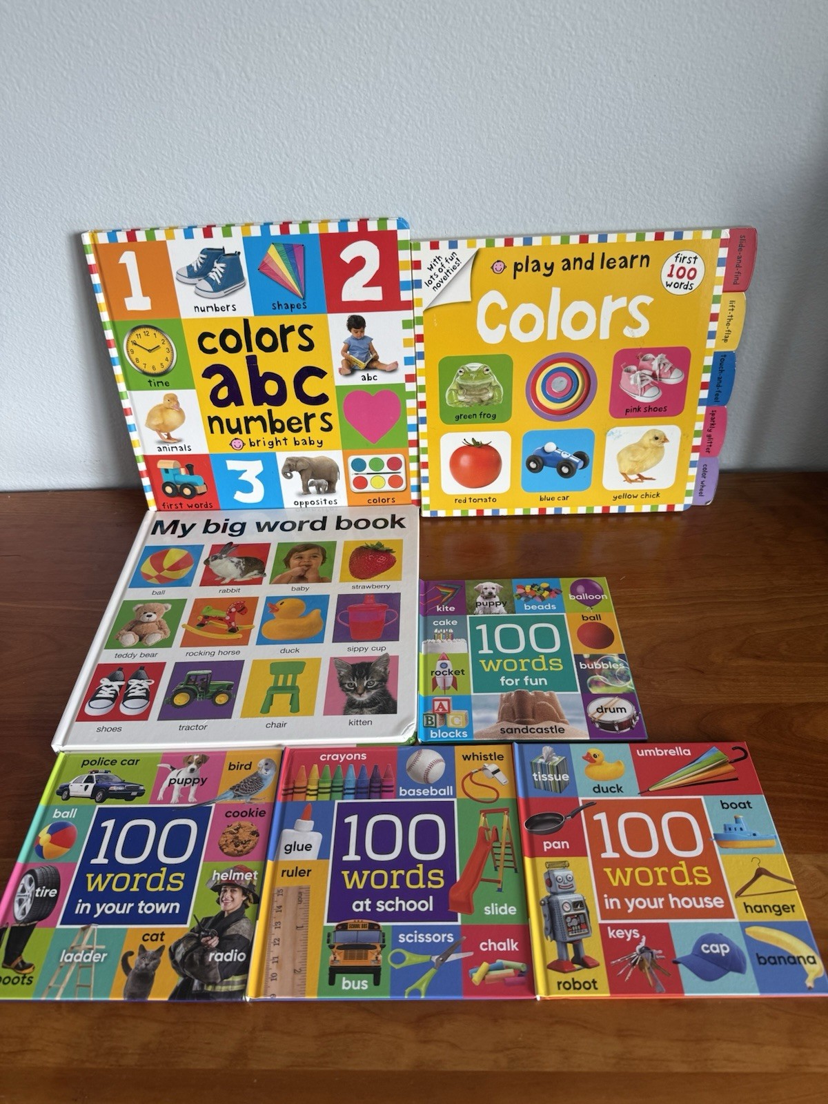 Priddy Books: Colors, ABCs, Numbers, Big Word Book & 4 x 100 word books – school