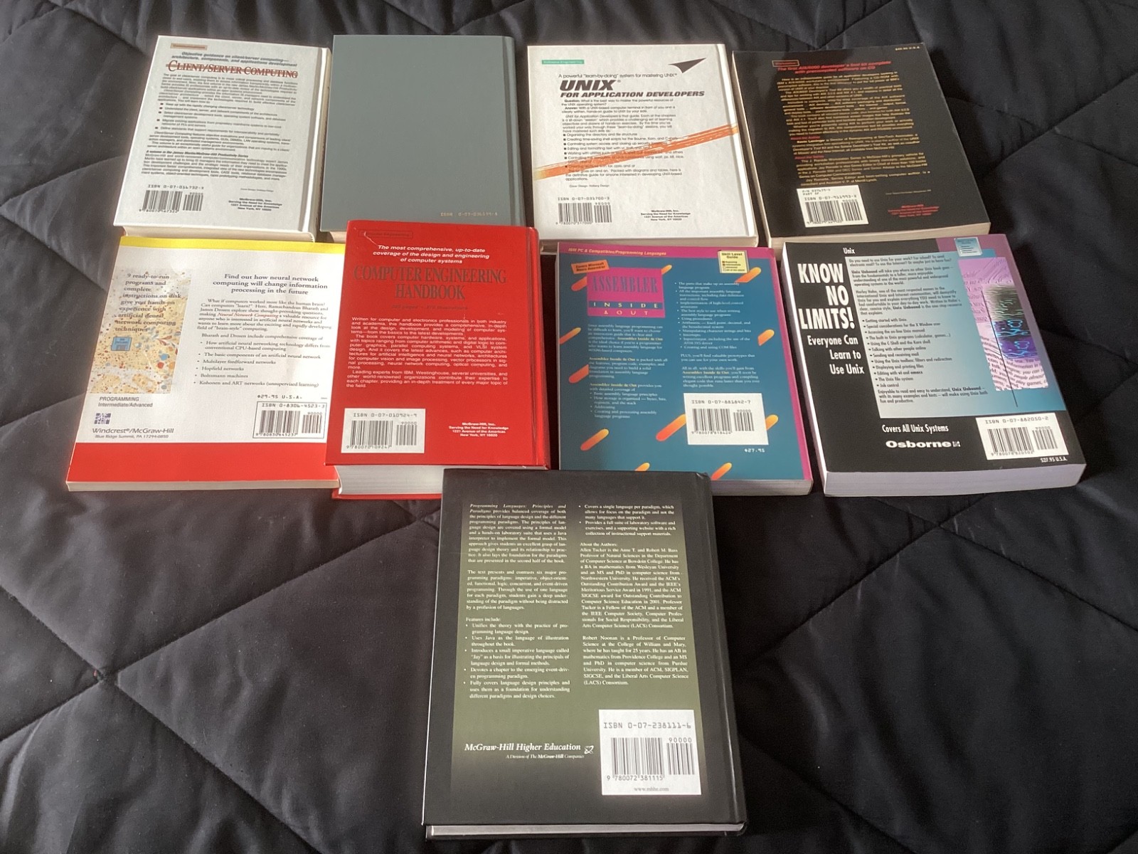 McGraw Hill Lot of 11 Books, Unix, Assembler, C++, Neural Networks