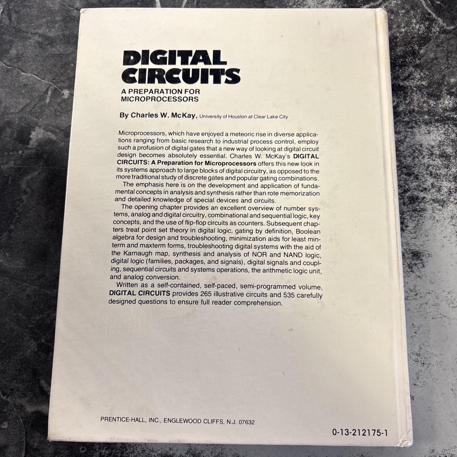 Digital Circuits A Preparation For Microprocessors Charles McKay Hardcover 1978