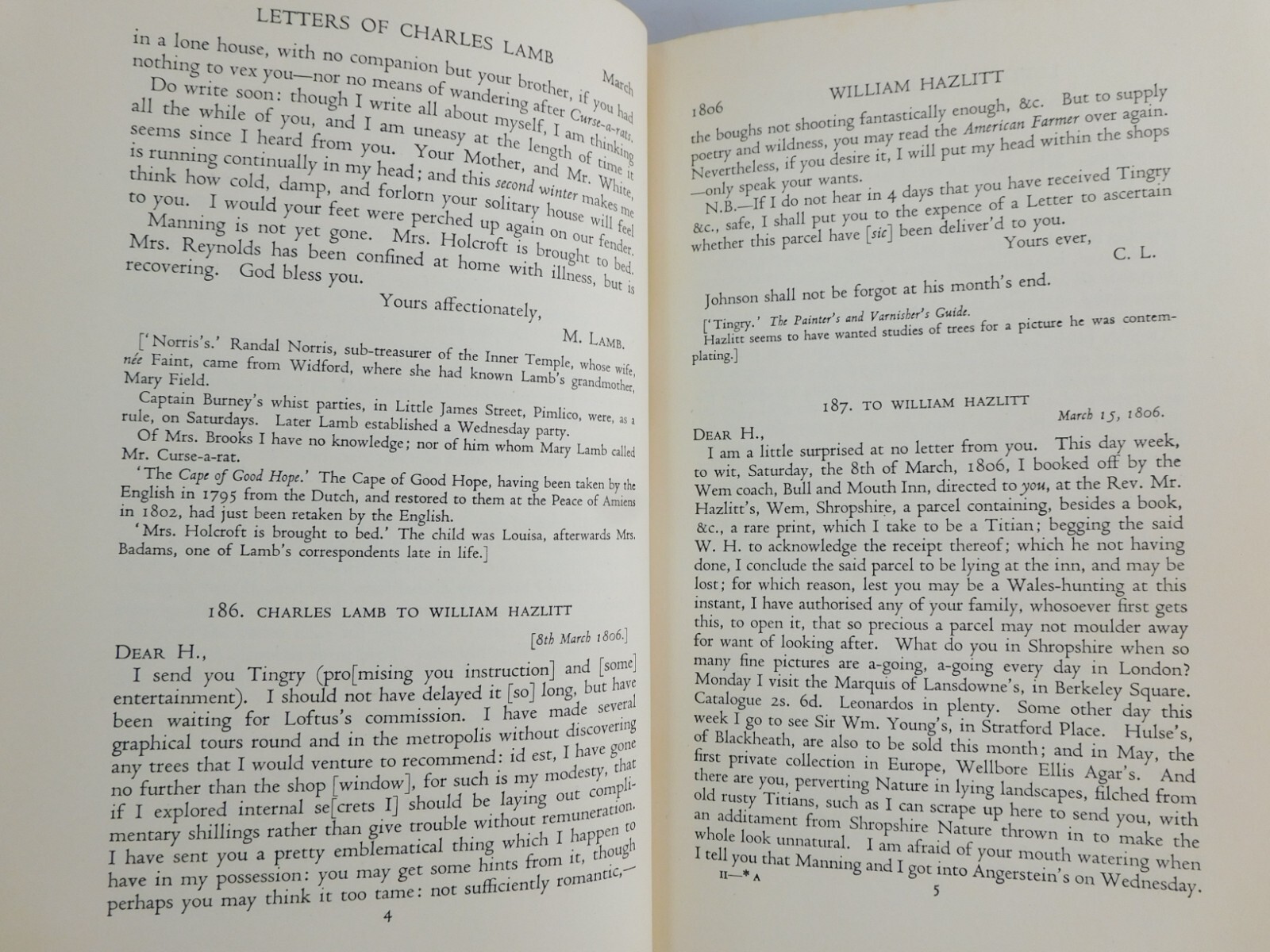 Letters Of Charles and Mary Lamb 3 Vol 1935 HC Dent Methuen Great Britain VGC