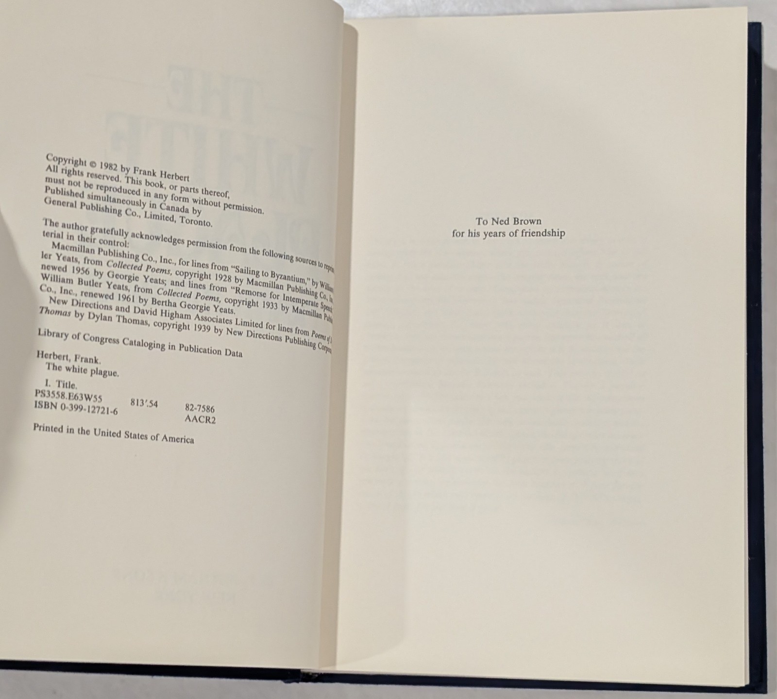 FRANK HERBERT The White Plague SIGNED AUTOGRAPHED Slipcase 1st Ed 398/500 1982