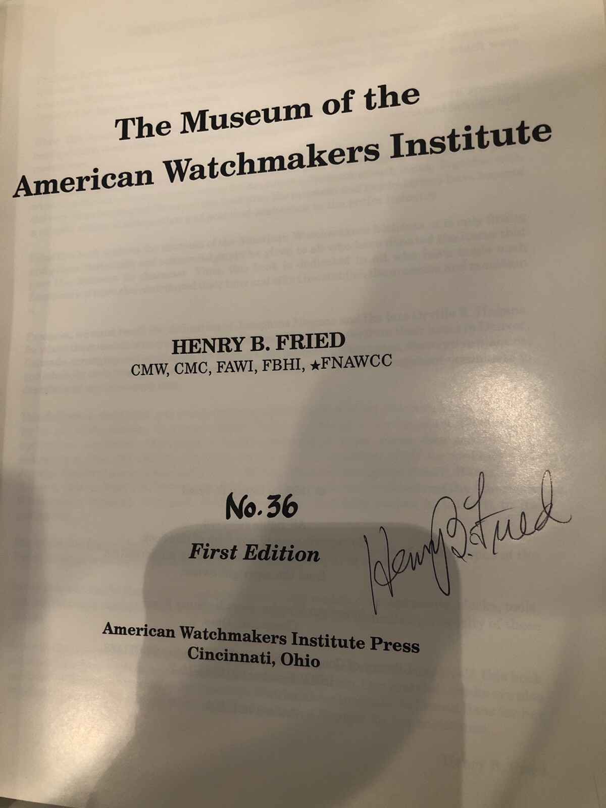 The Museum of the American Watchmakers Institute by Henry Fried – AUTOGRAPHED!!!