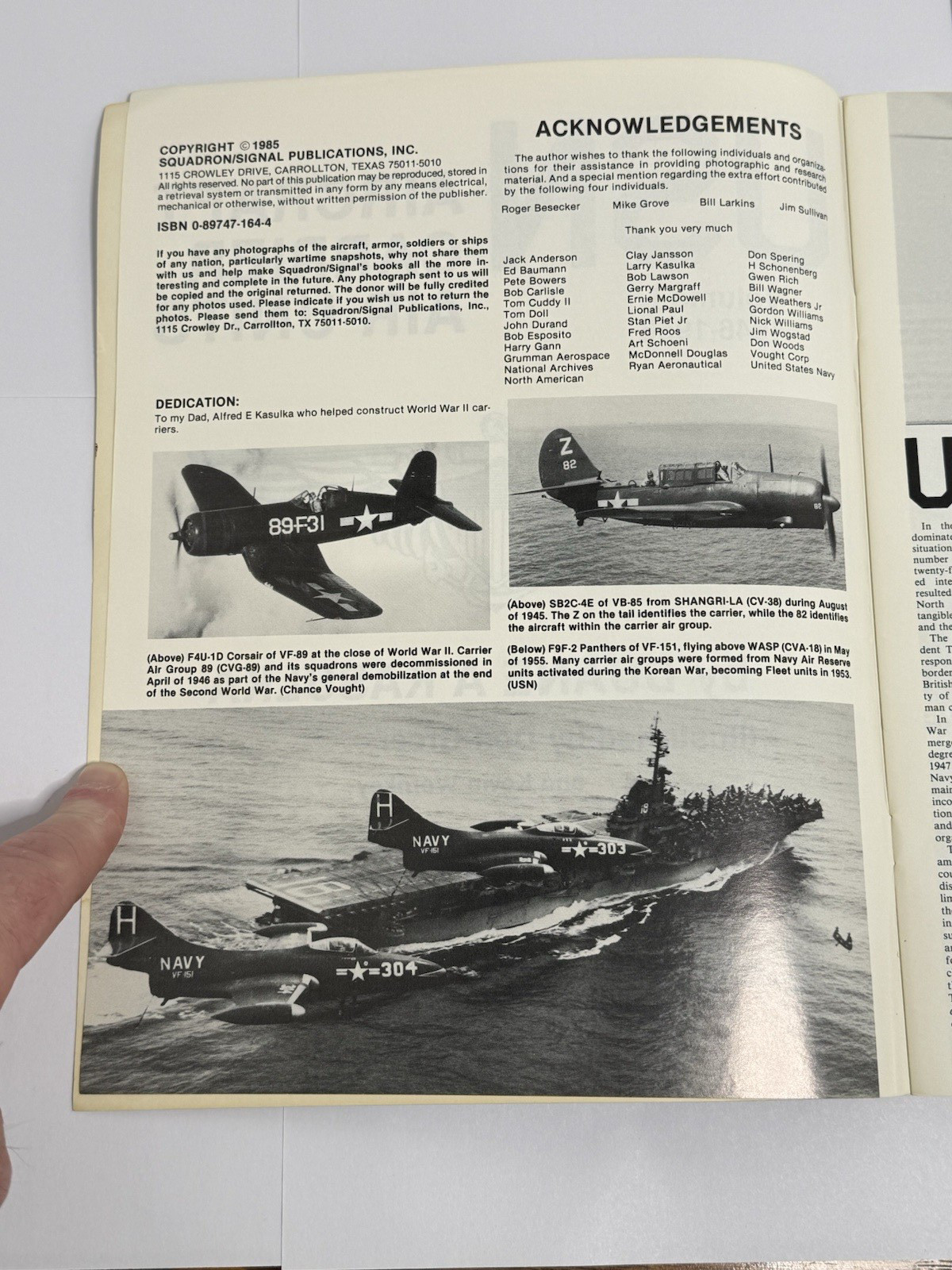 USN Aircraft Carrier Air Units Vol. 1 Squardon/Signal 6160 by Duane Kasulka 1985