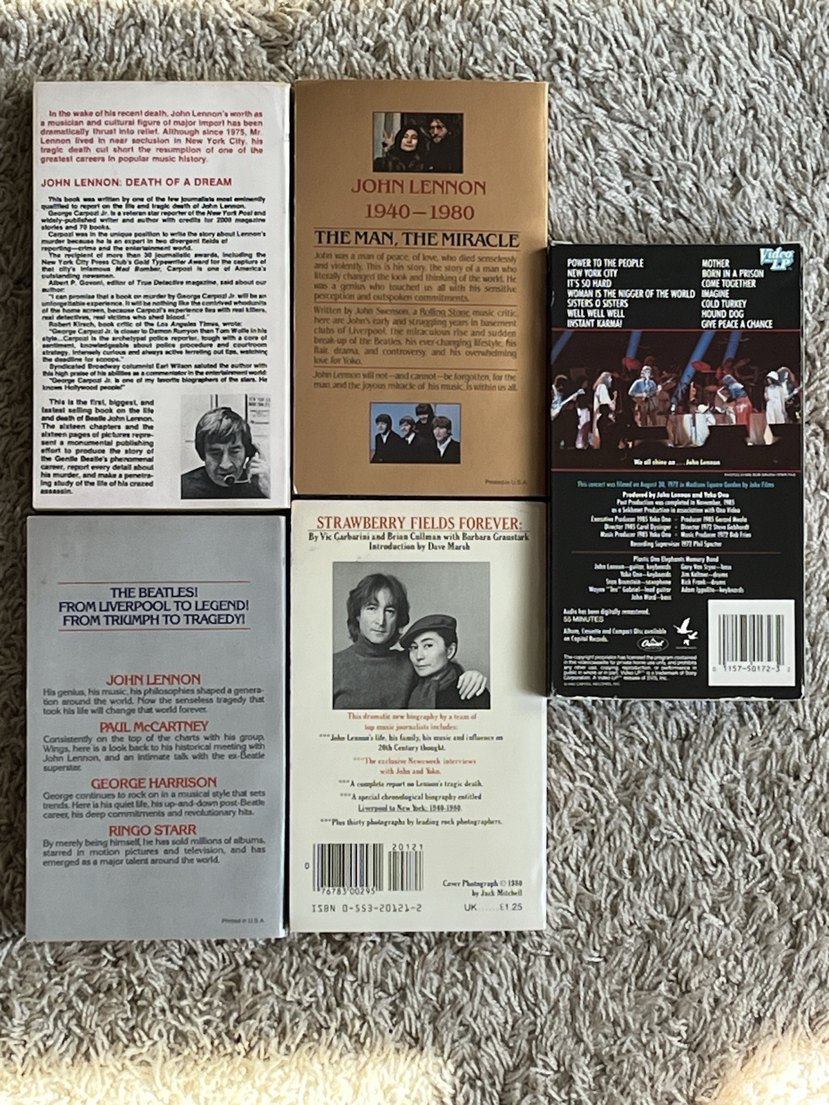 John Lennon Of The Beatles Book Lot Plus VHS Tape