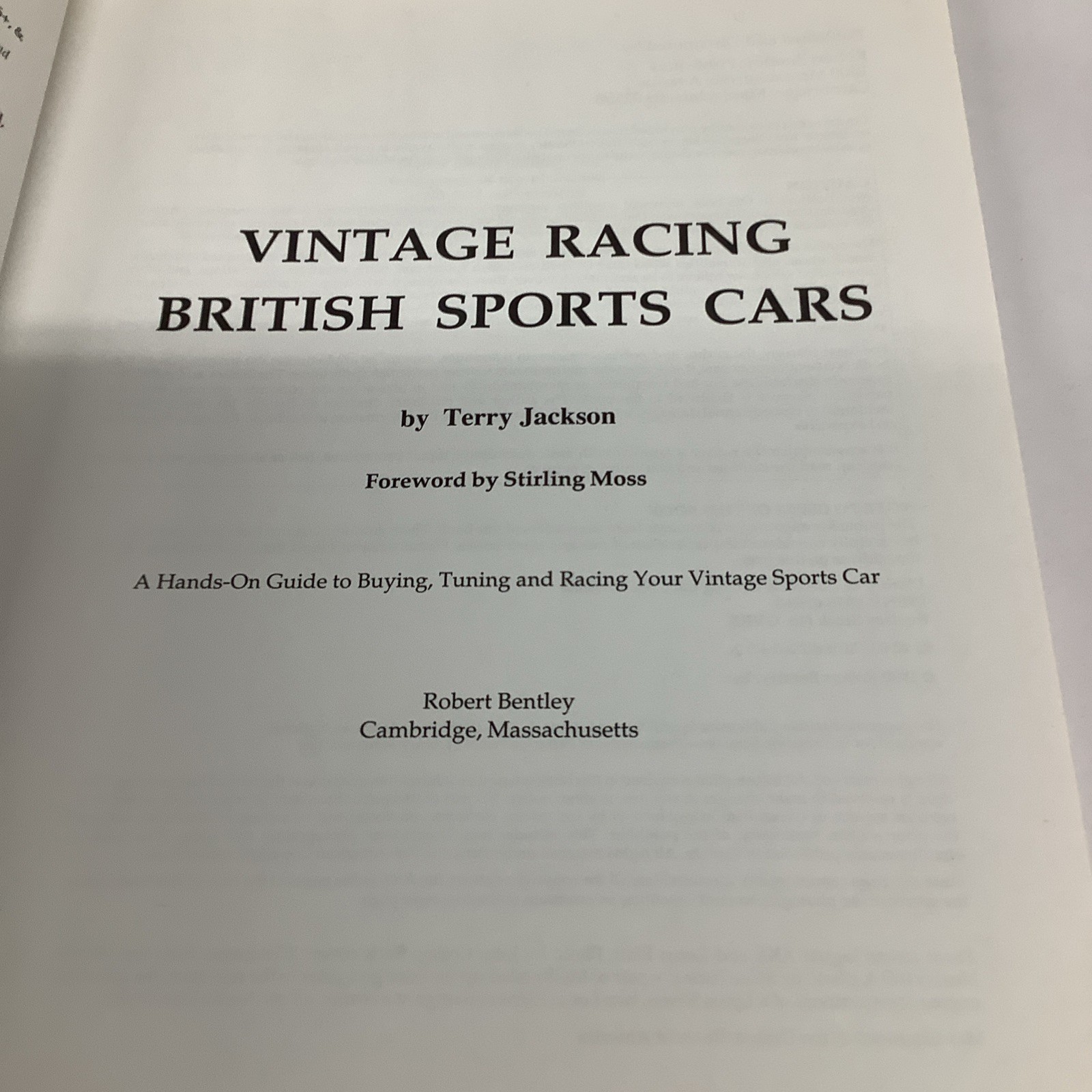 Vintage Racing – British Sports Cars by Terry Jackson, 1990 – 177 pages