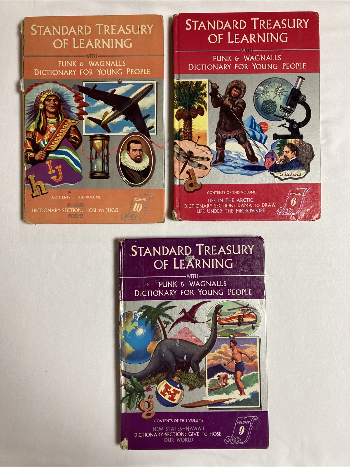 Standard Treasury Of Learning Volumes 6, 9, And 10 Funk And Wagnalls Vintage