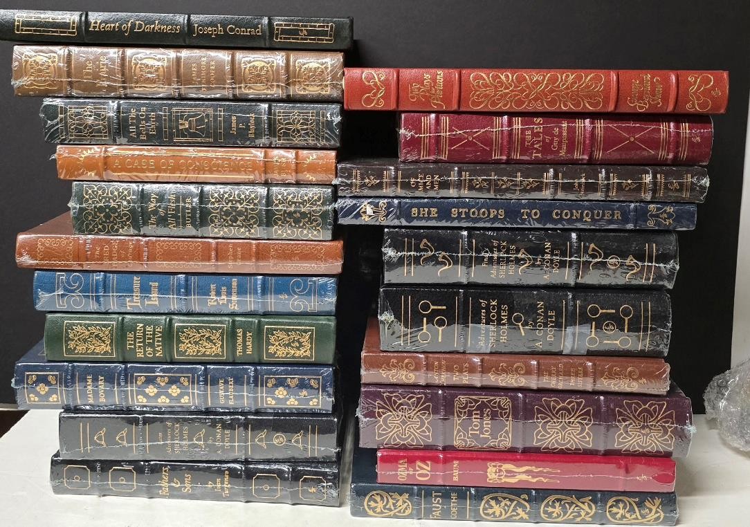 LOT OF 21 EASTON PRESS BOOKS CLASSICS SHERLOCK HOLMES STEINBECK FAUST SEALED