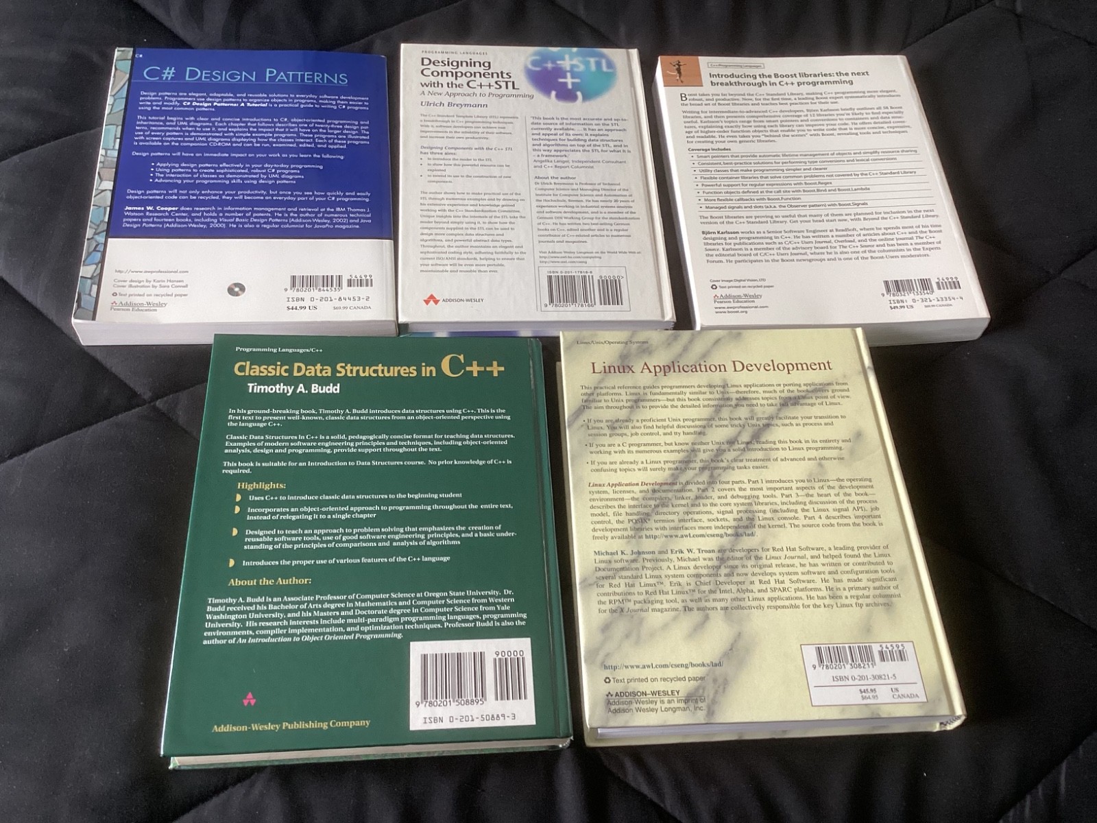 Addison Wesley Lot of 5 Books C++, Linux