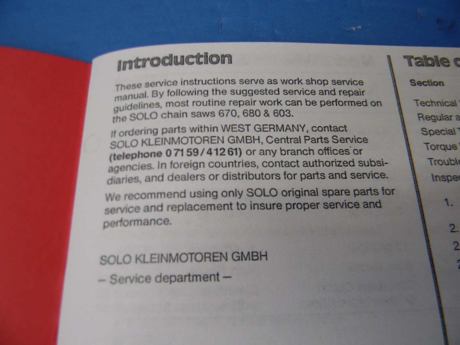 SOLO CHAINSAW SERVICE MANUAL TYPE 670 680 603 —– MANUAL 182C