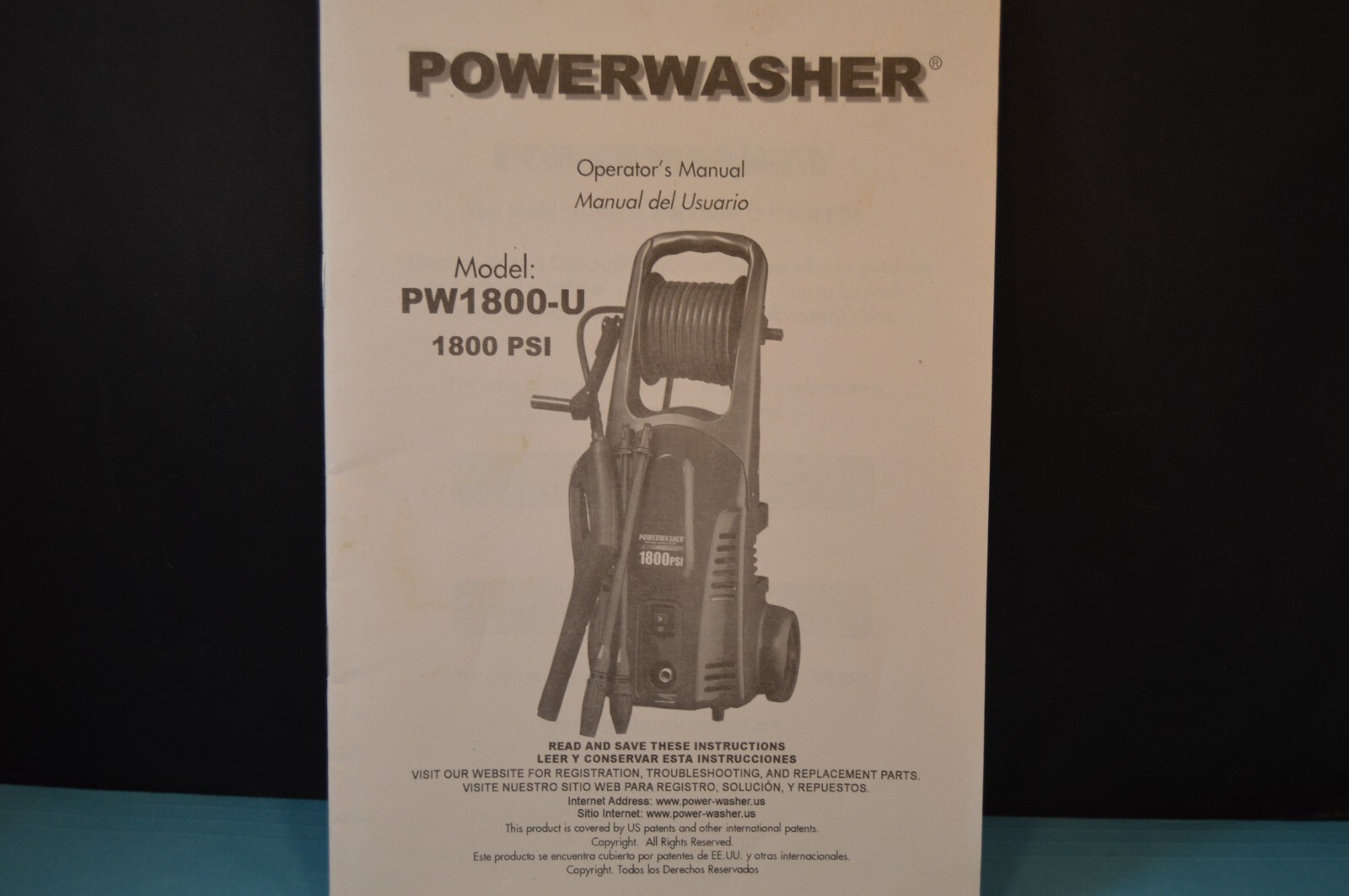 POWERWASHER Model PW1800-U „OPERATOR’S MANUAL“ 1800 PSI 26 Pages INSTRUCTIONS