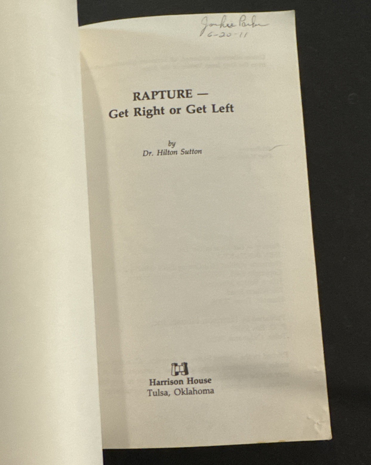 RAPTURE – GET RIGHT OR GET LEFT By Hilton Sutton – Paperback Book