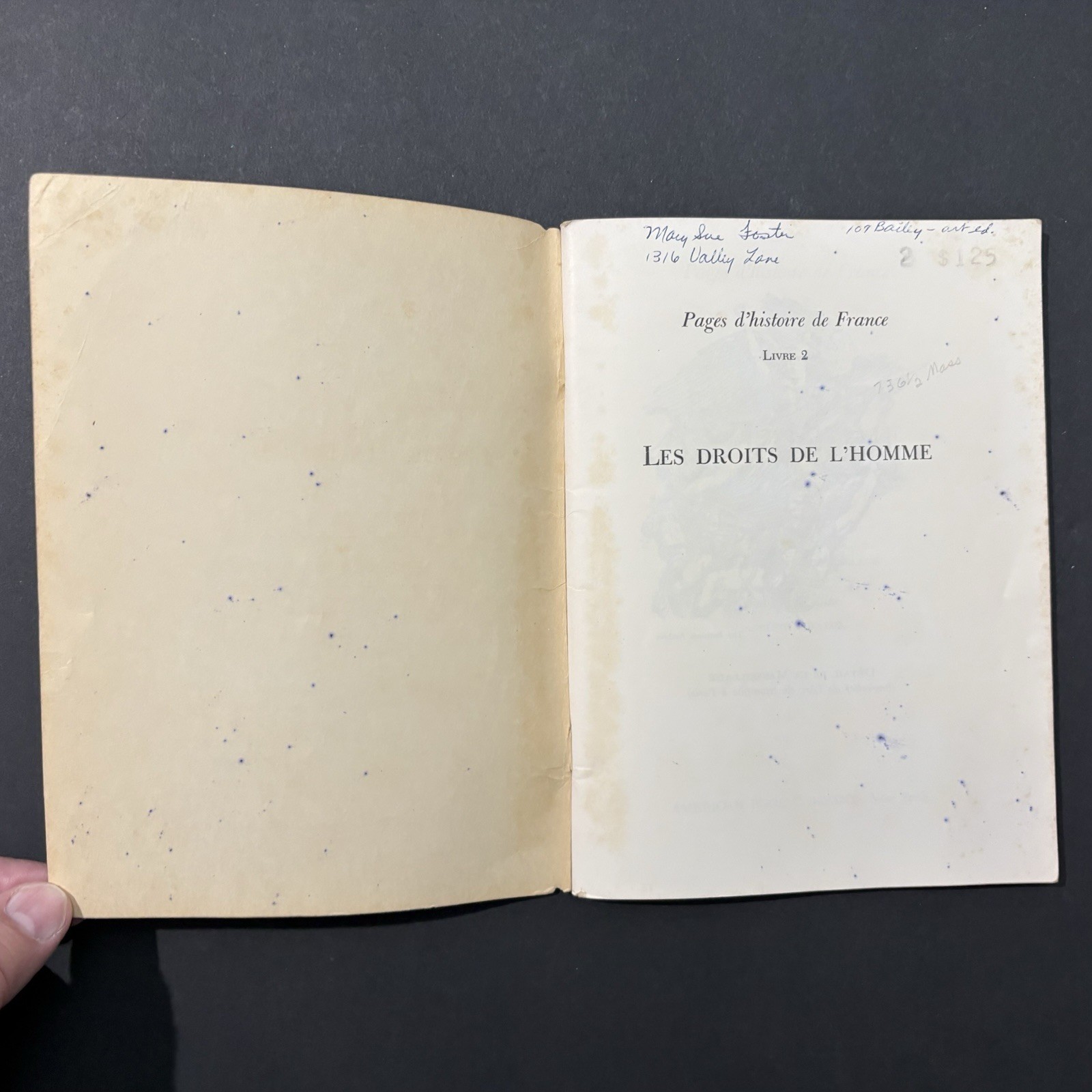 Les Droits de l’Homme Pages d’histoire de France Livre 2 Langellier 1963