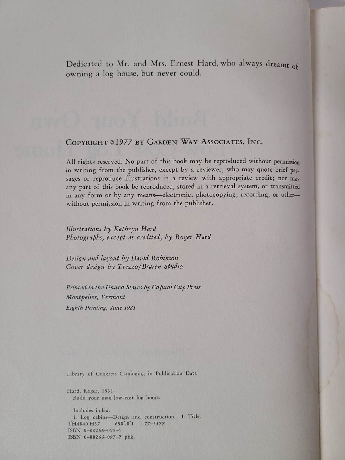 1977 Build Your Own Low-Cost Log Cabin by Roger Hard Off-Grid SHTF Homestead