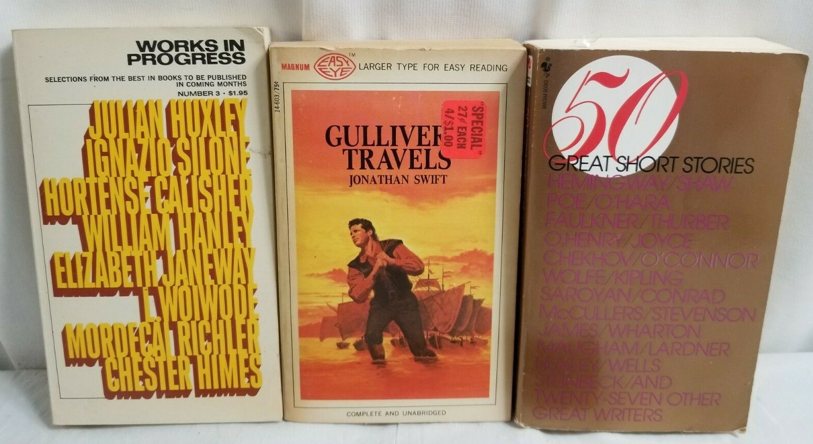 Lot of 5 MISCELLANEOUS Paperback Books GULLIVERS TRAVELS, Short Stories, Method