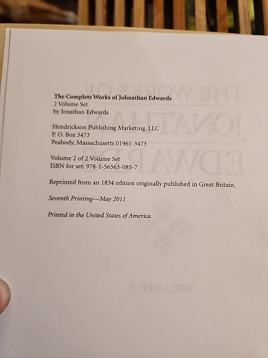 The Works of Jonathan Edwards volume 2 hardcover book