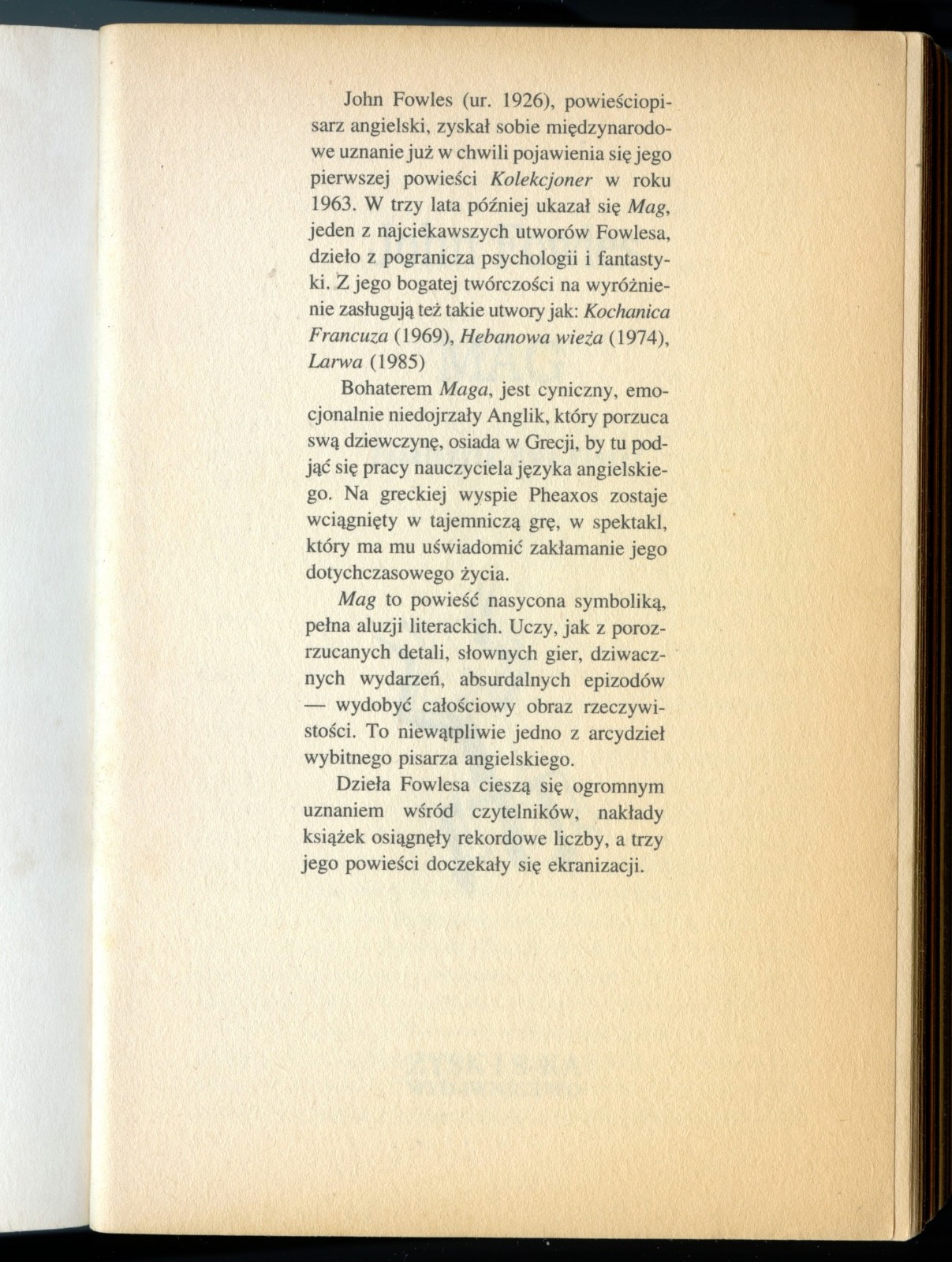 MAG – John Fowles, Polish Military Book 1977 Edit. 768 pages Good-VG Condition