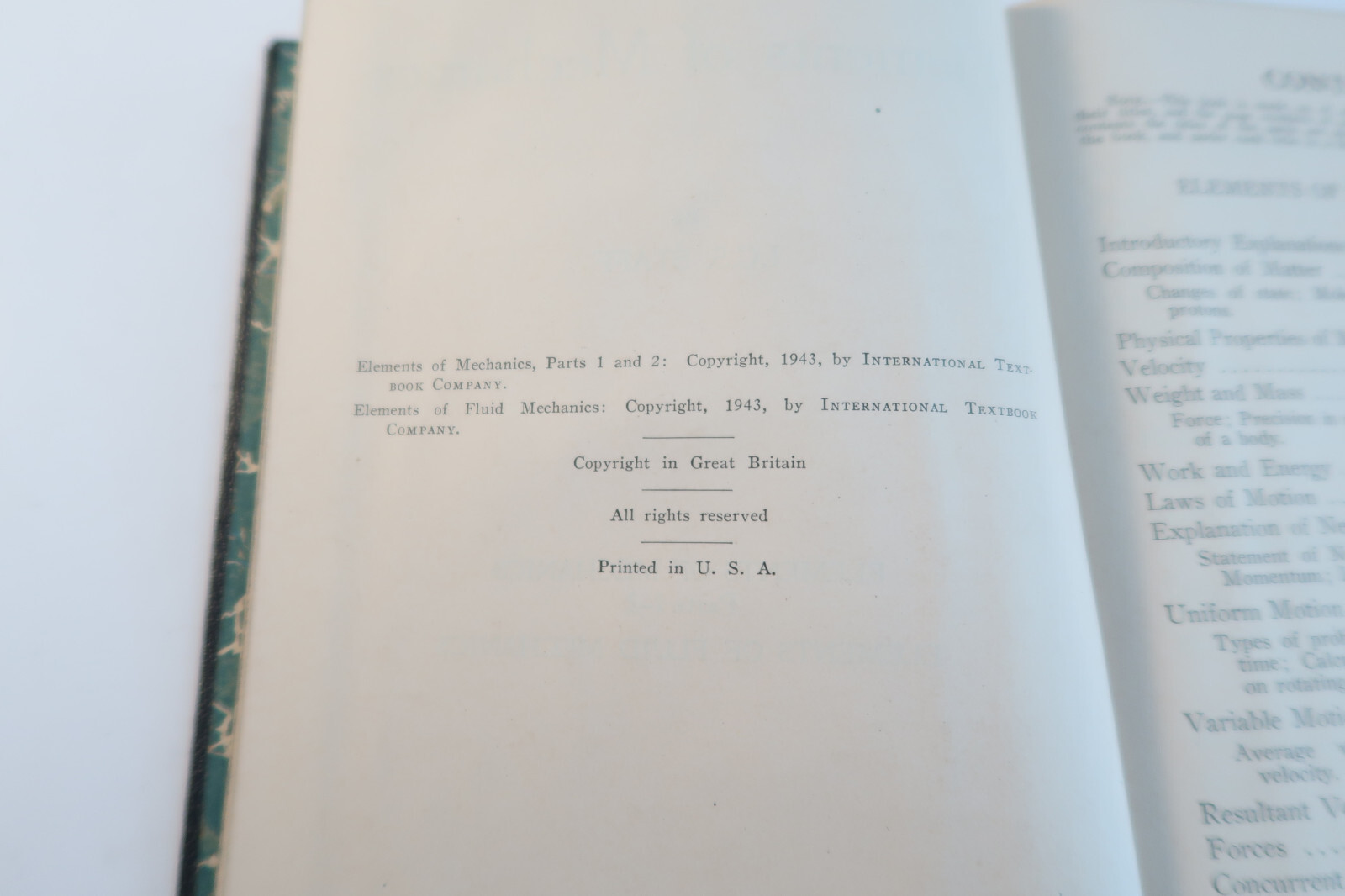 Elements of Mechanics International Library textbook 348B 1943 ICS Staff