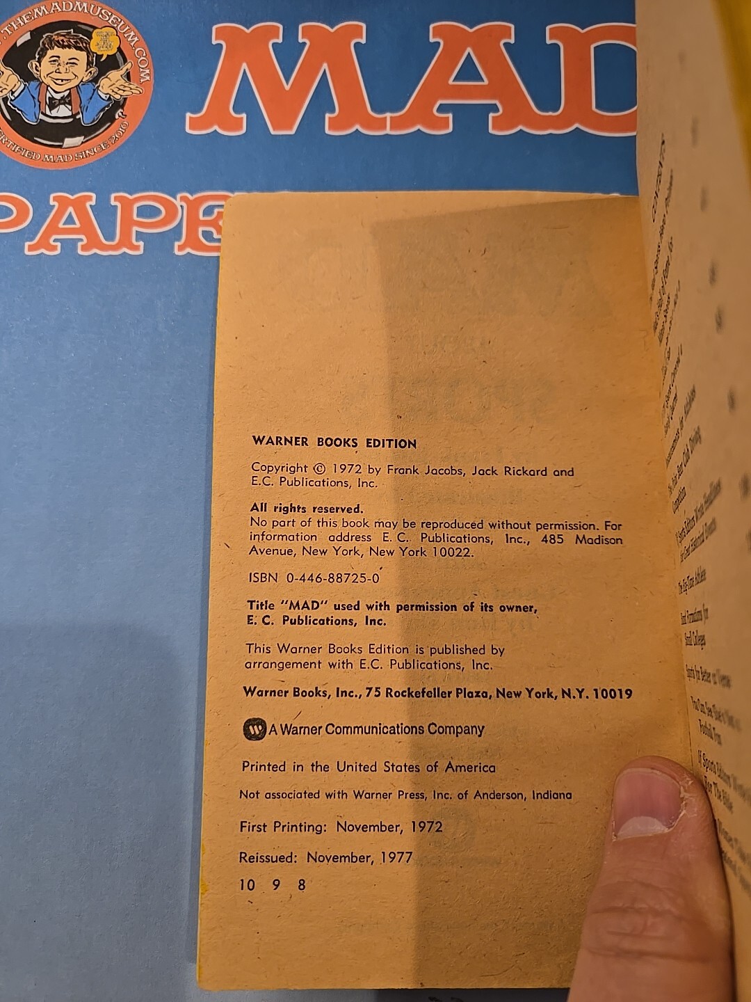 MAD Magazine Paperback Book: MAD ABOUT SPORTS 1977 Warner 8th Print VG