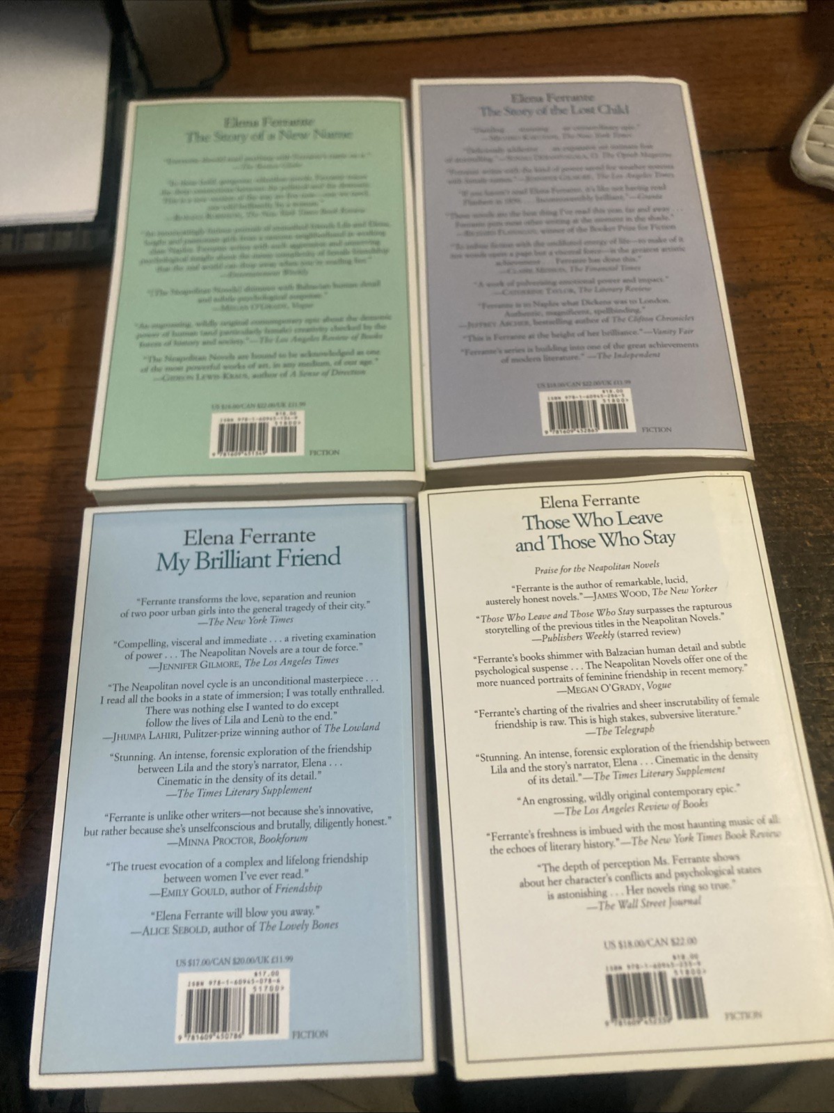 Elena Ferrante Lot Neapolitan Novels Complete Series Set 4 Books Europa 1-4