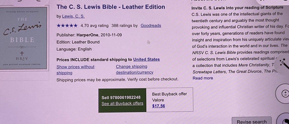 The C. S. Lewis Bible NRSV LEATHER