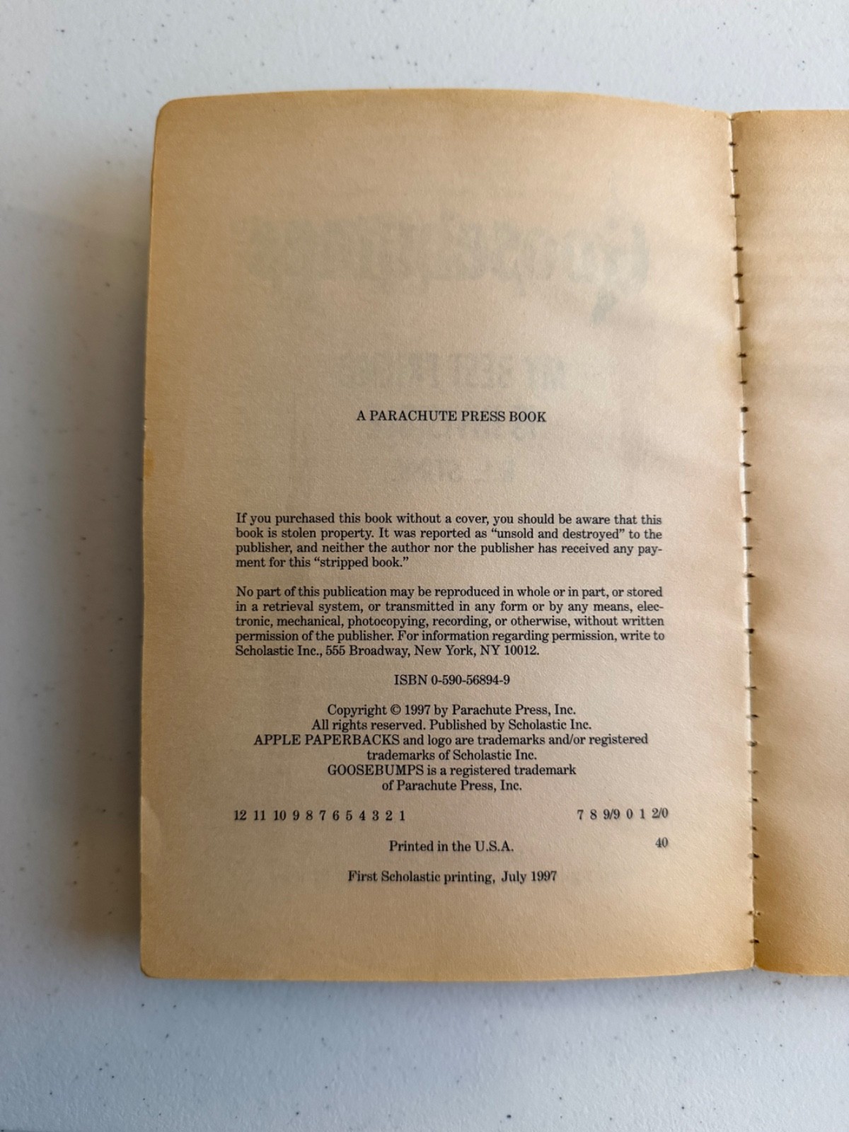 R.L. Stine Goosebumps – My Best Friend is Invisible #57 See Description