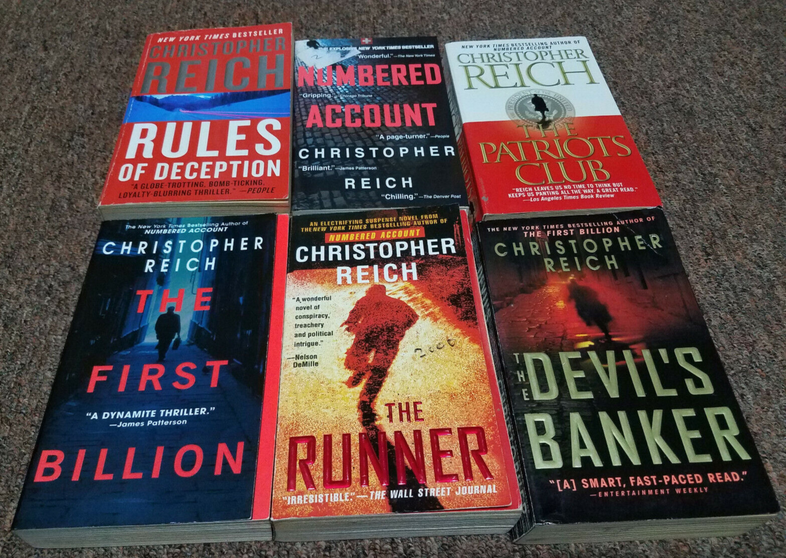 Christopher Reich 6 Legal thriller, crime fiction bks NUMBER ACCOUNT, THE RUNNER