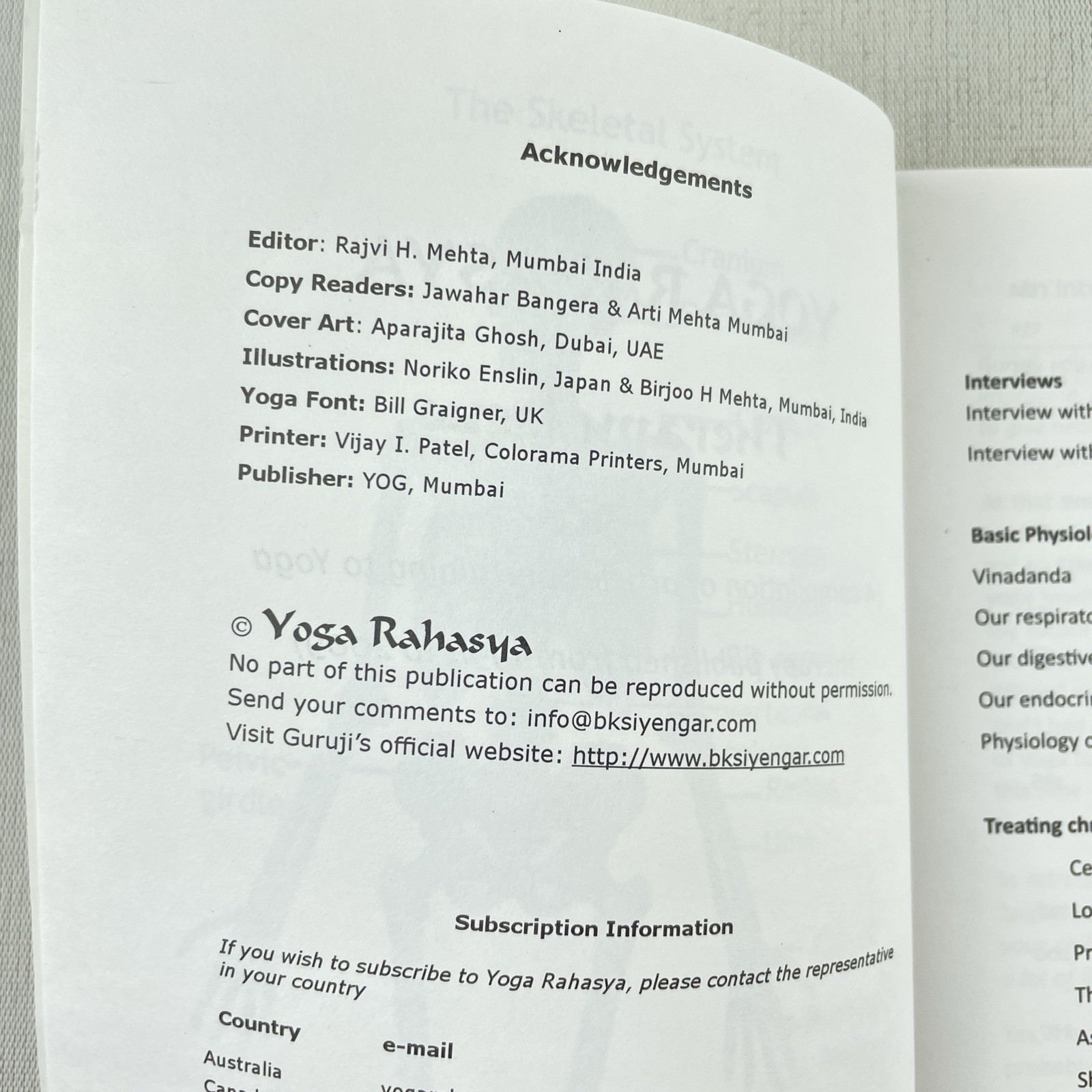 Yoga Rahasya Therapy Issue 1994-2009 Compilation BKS Iyengar Yoga PB Book