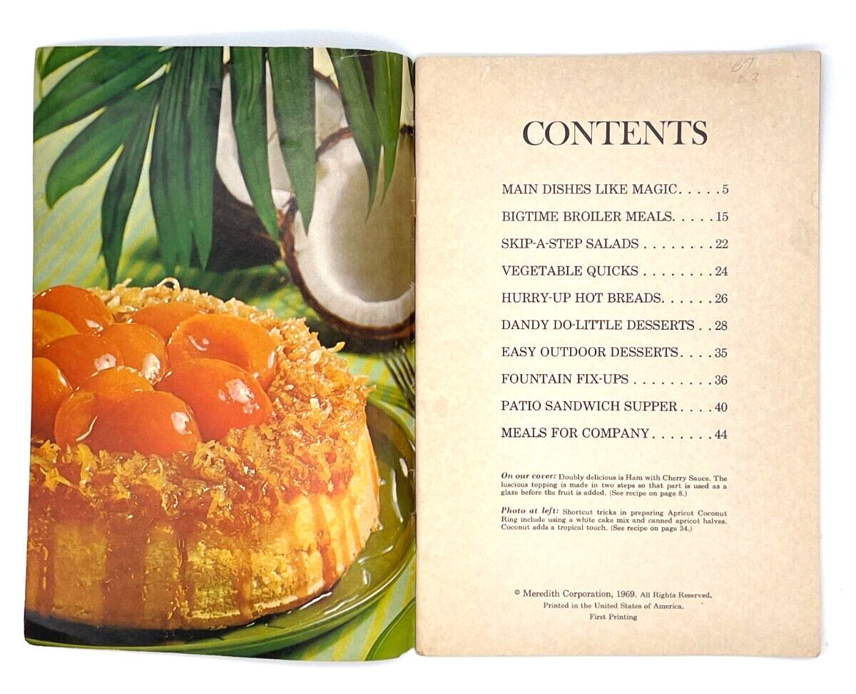 Shortcut Cooking Cookbook Vintage 1969 47 pages 1st Printing See Video