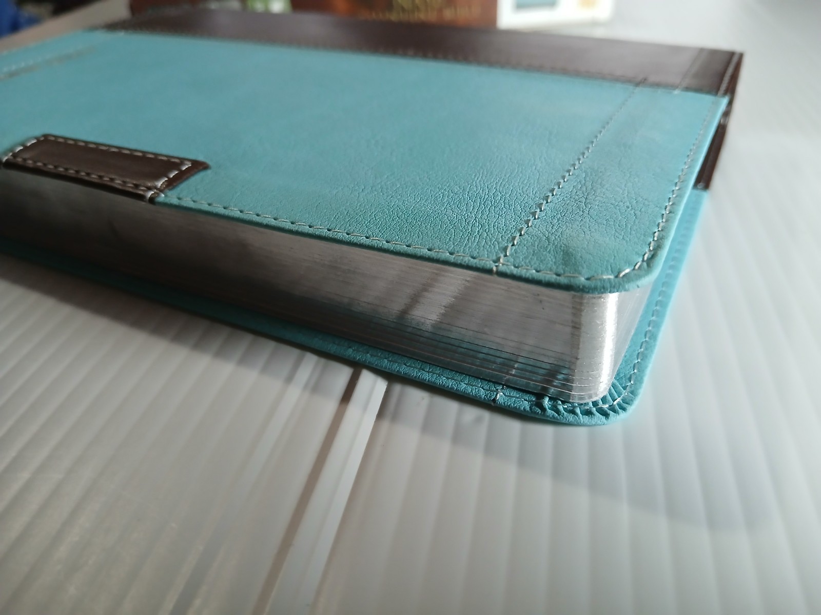NASB, Thinline Bible, Compact, Imitation Leather, Chocolate/Turquoise PRE-OWNED