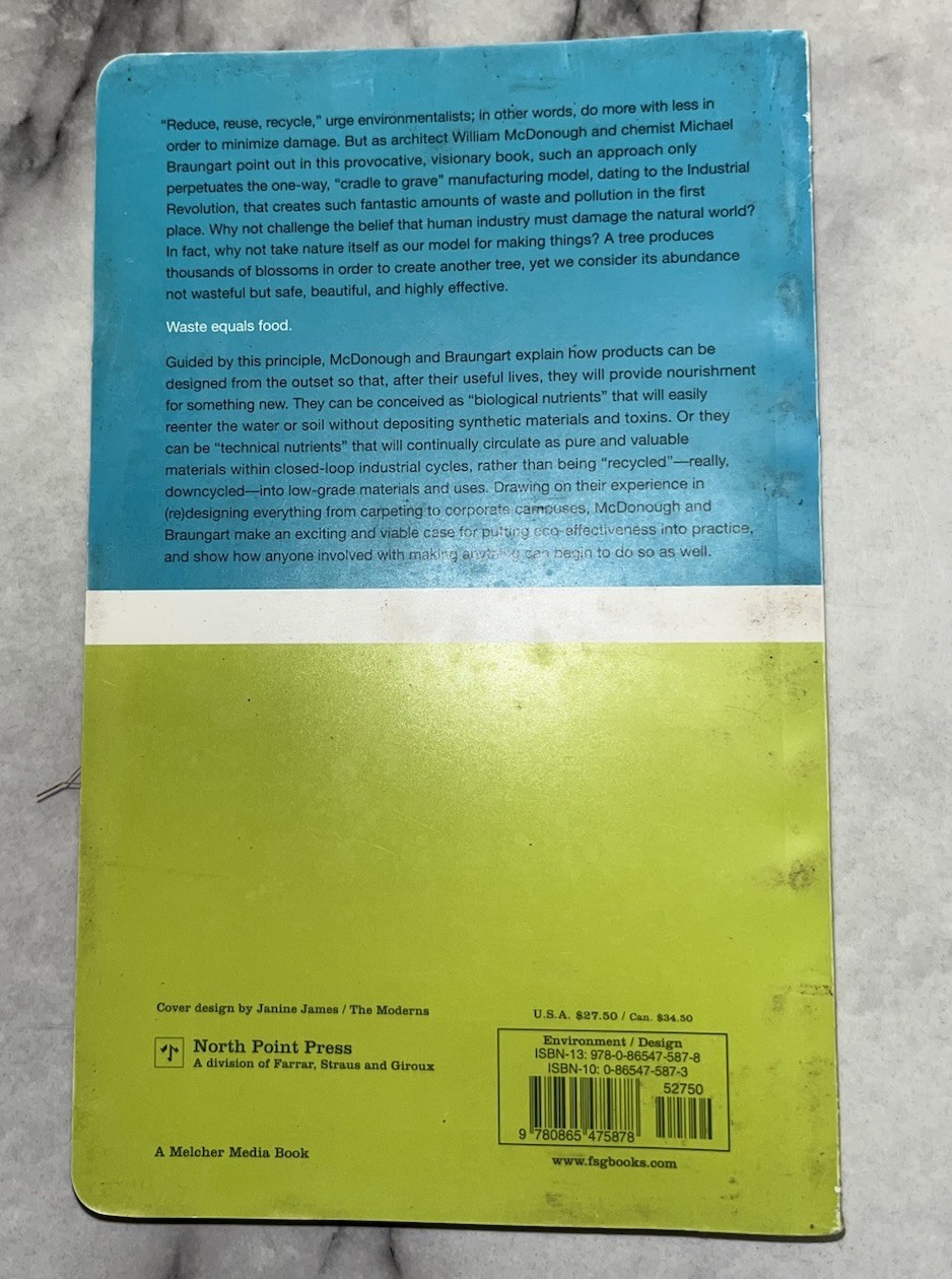 Farrar Straus Cradle to Cradle McDonough Braungart Trade PB Nature 2002