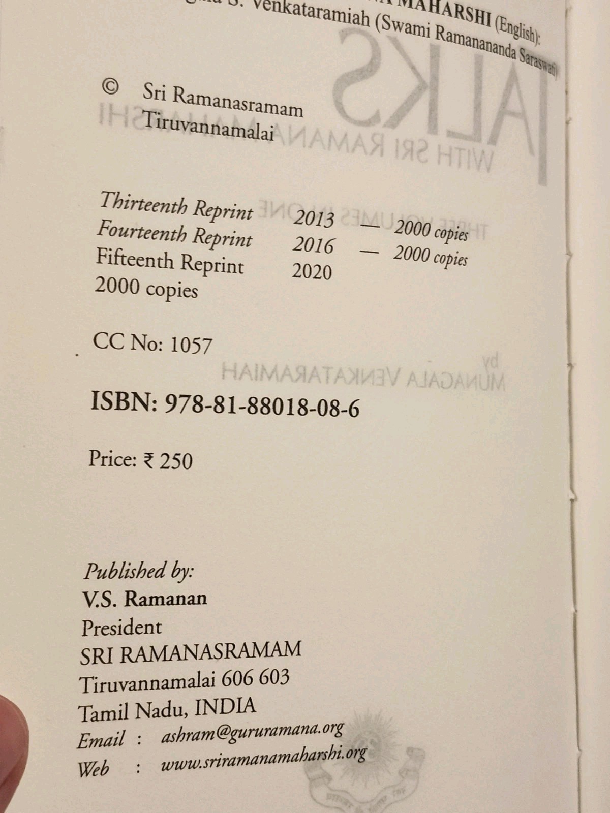 Talks with Sri Ramana Maharshi Munagala Venkataramiah