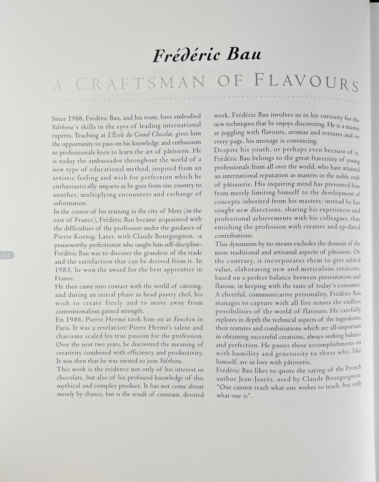 Au Coeur des Saveurs Frederic Bau Pastry Baking Cookbook French English Rare