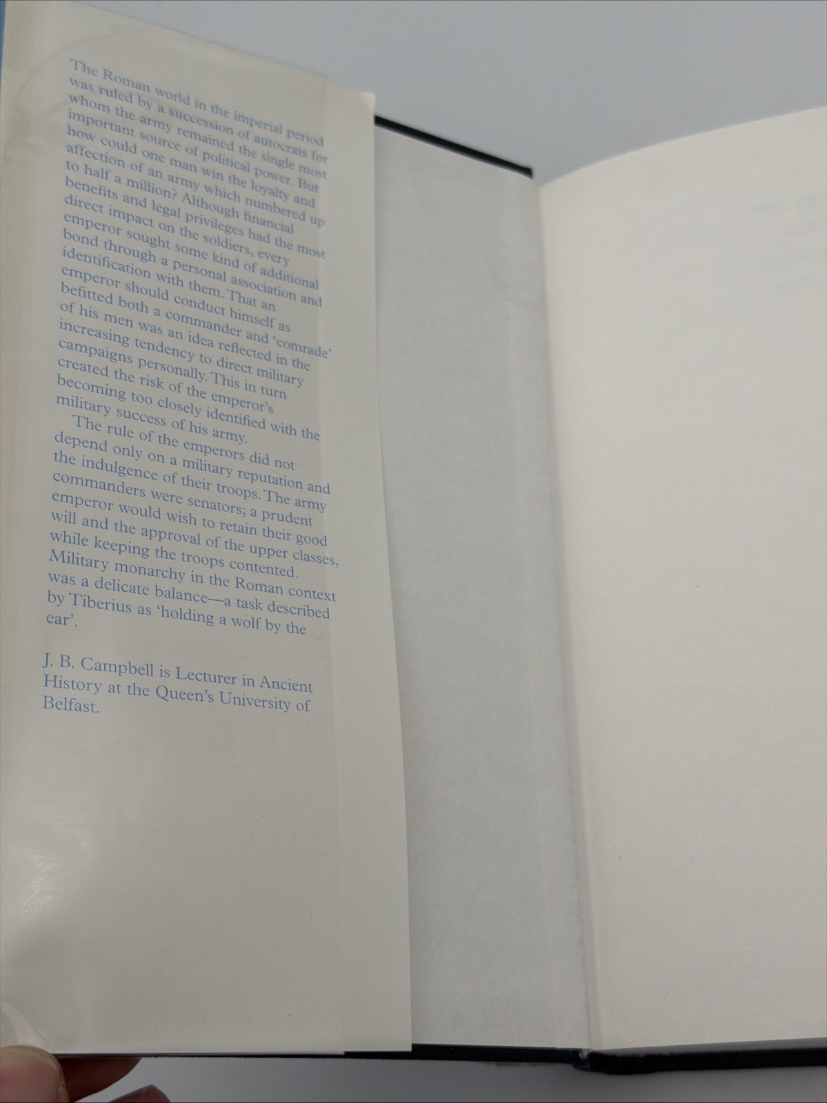 Emperor and the Roman Army J B Campbell 1996 Sandpiper Hardcover Dust Jacket