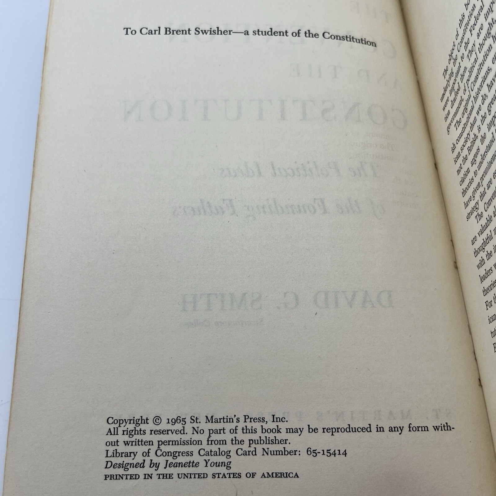 The Convention And The Constitution – David Smith (Paperback, 1965)
