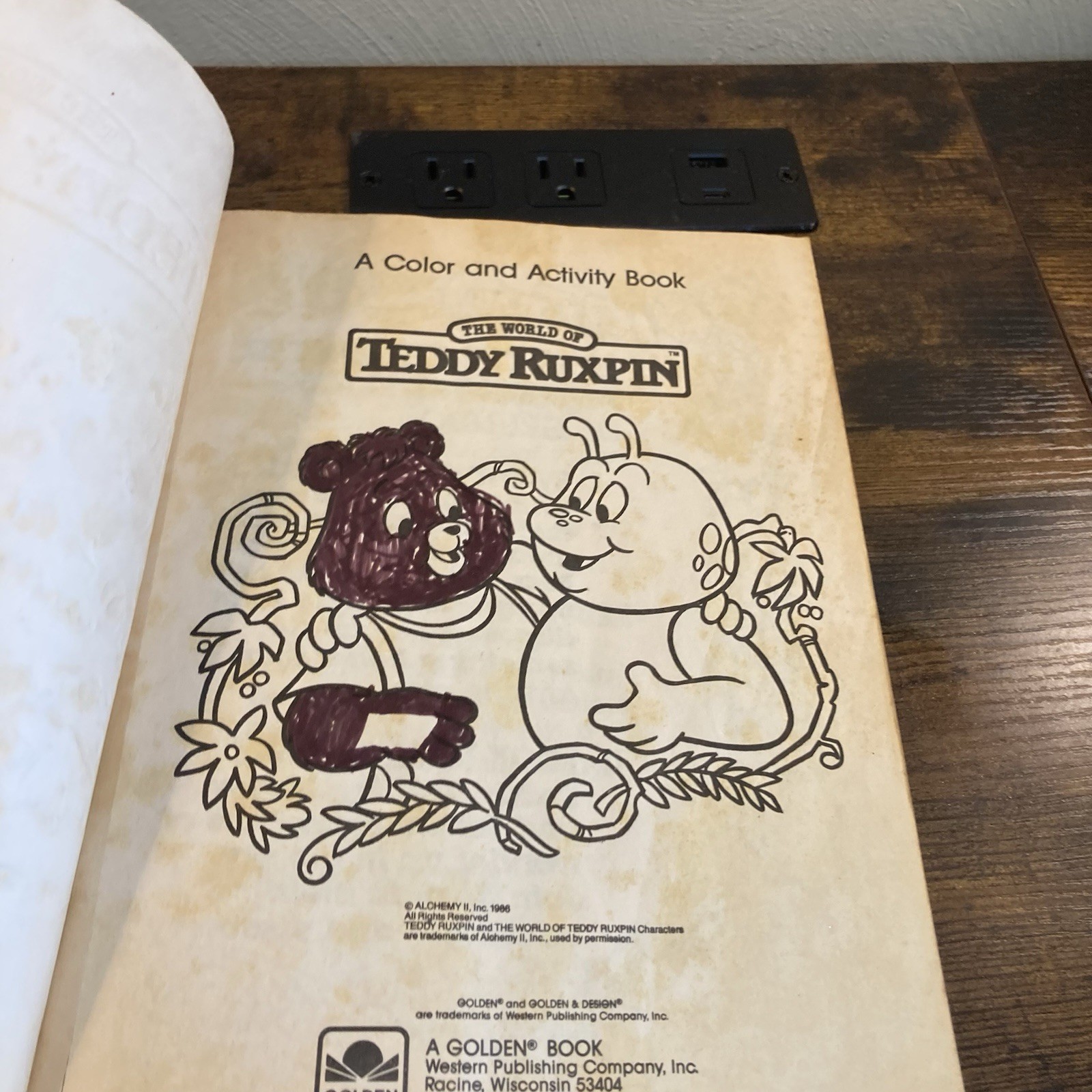 Teddy Ruxpin Coloring Activity Book 108 Clean Pages Golden 1986